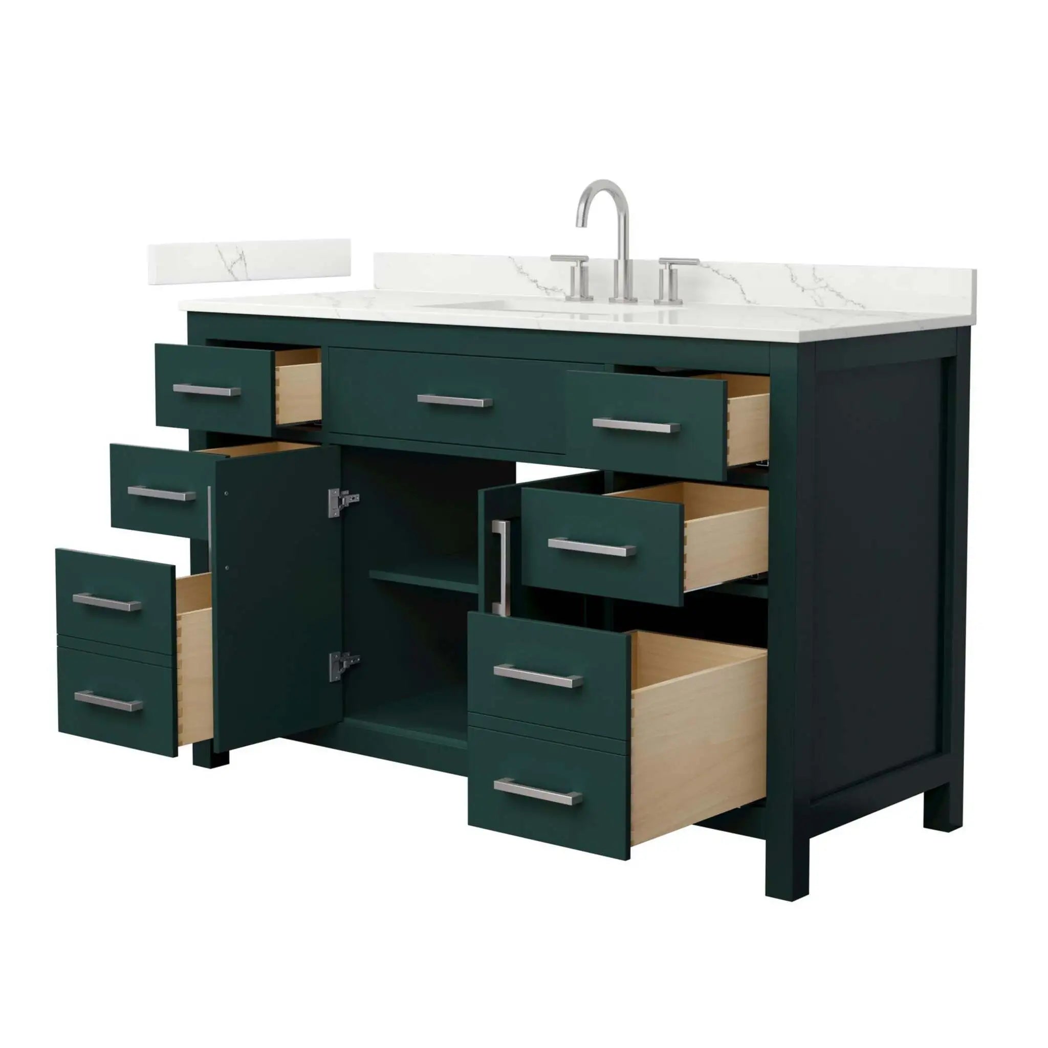 54" Beckett Single Bathroom Vanity in Green with Brushed Nickel Trim by Wyndham