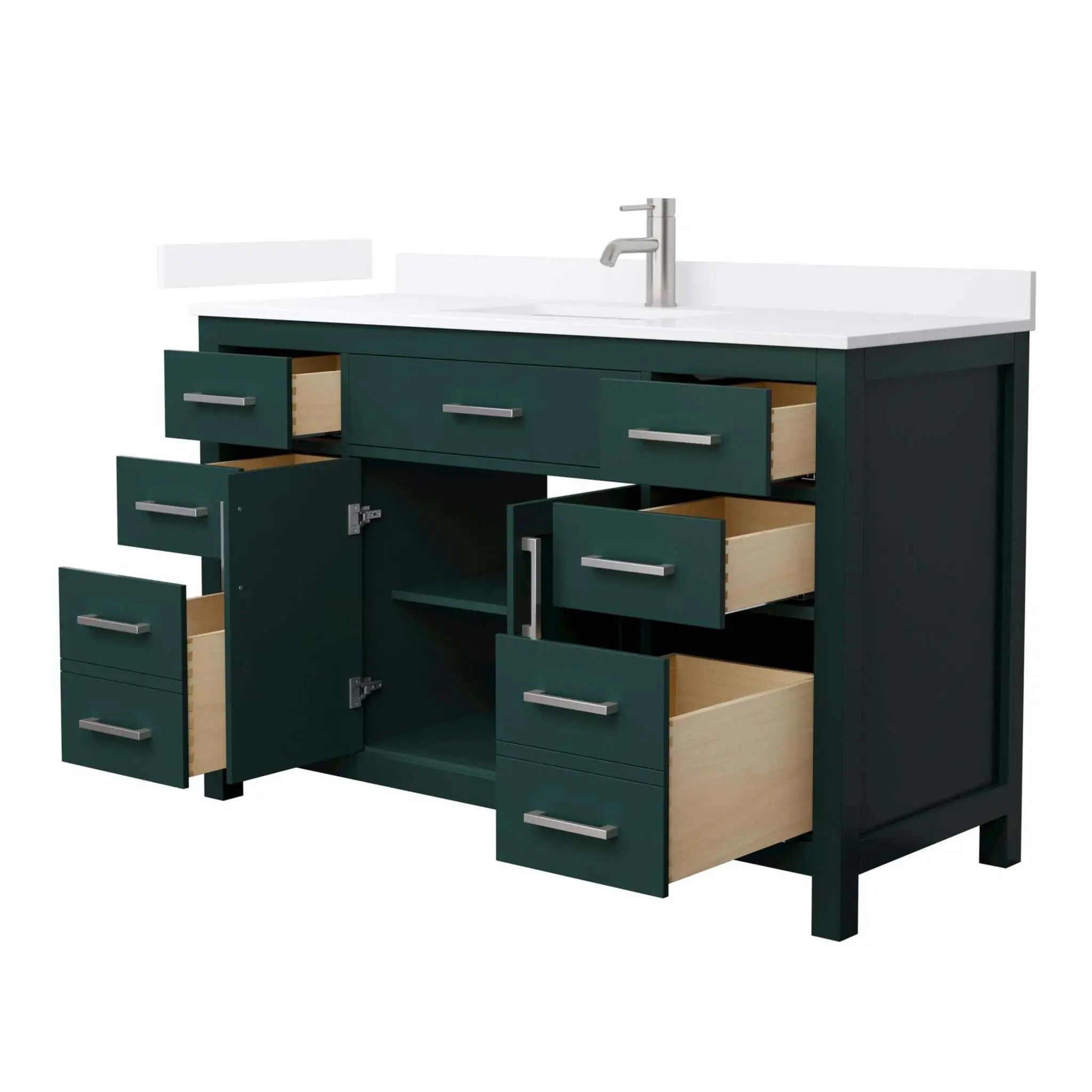 54" Beckett Single Bathroom Vanity in Green with Brushed Nickel Trim by Wyndham