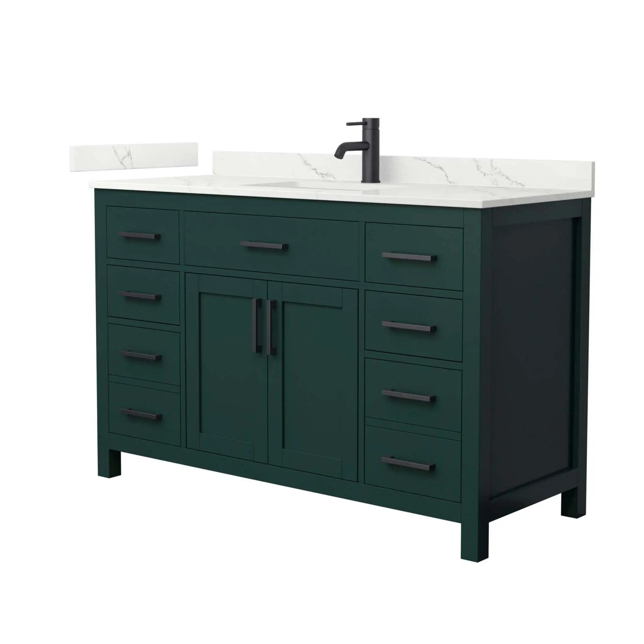 54" Beckett Single Bathroom Vanity in Green with Matte Black Trim by Wyndham