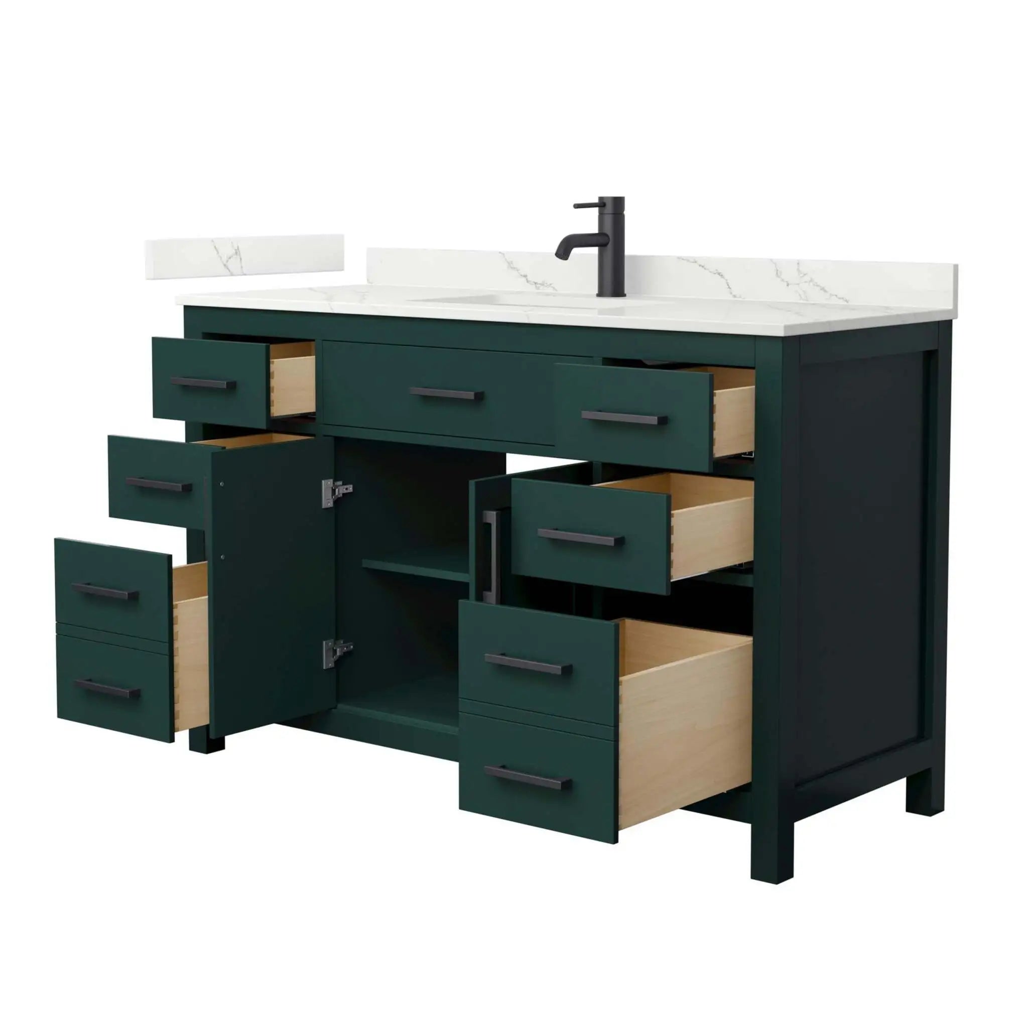 54" Beckett Single Bathroom Vanity in Green with Matte Black Trim by Wyndham