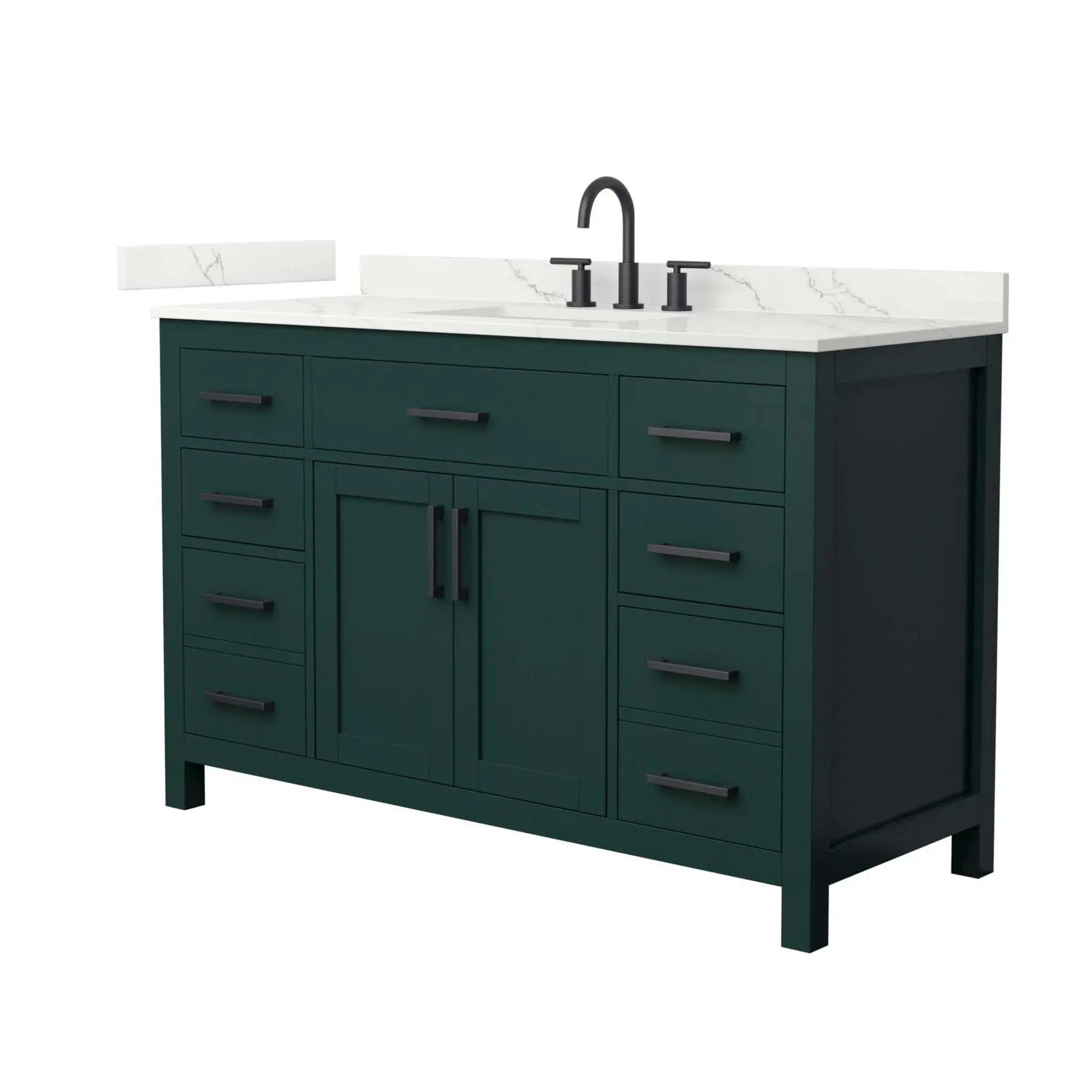 54" Beckett Single Bathroom Vanity in Green with Matte Black Trim by Wyndham