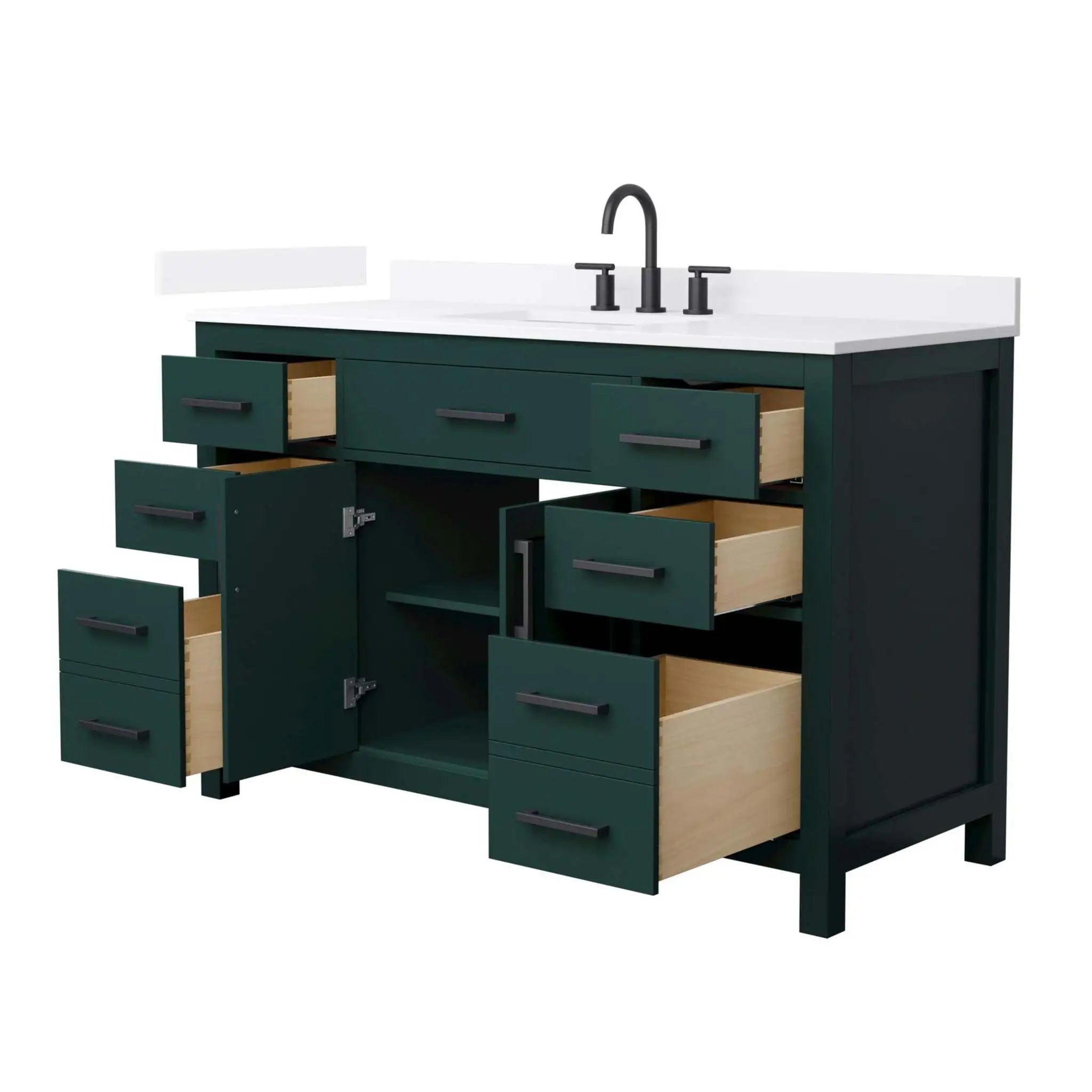 54" Beckett Single Bathroom Vanity in Green with Matte Black Trim by Wyndham