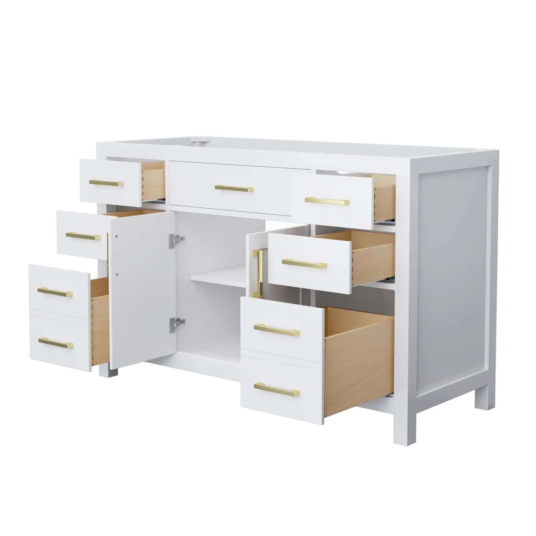 54" Beckett Single Bathroom Vanity in White with Brushed Gold Trim by Wyndham