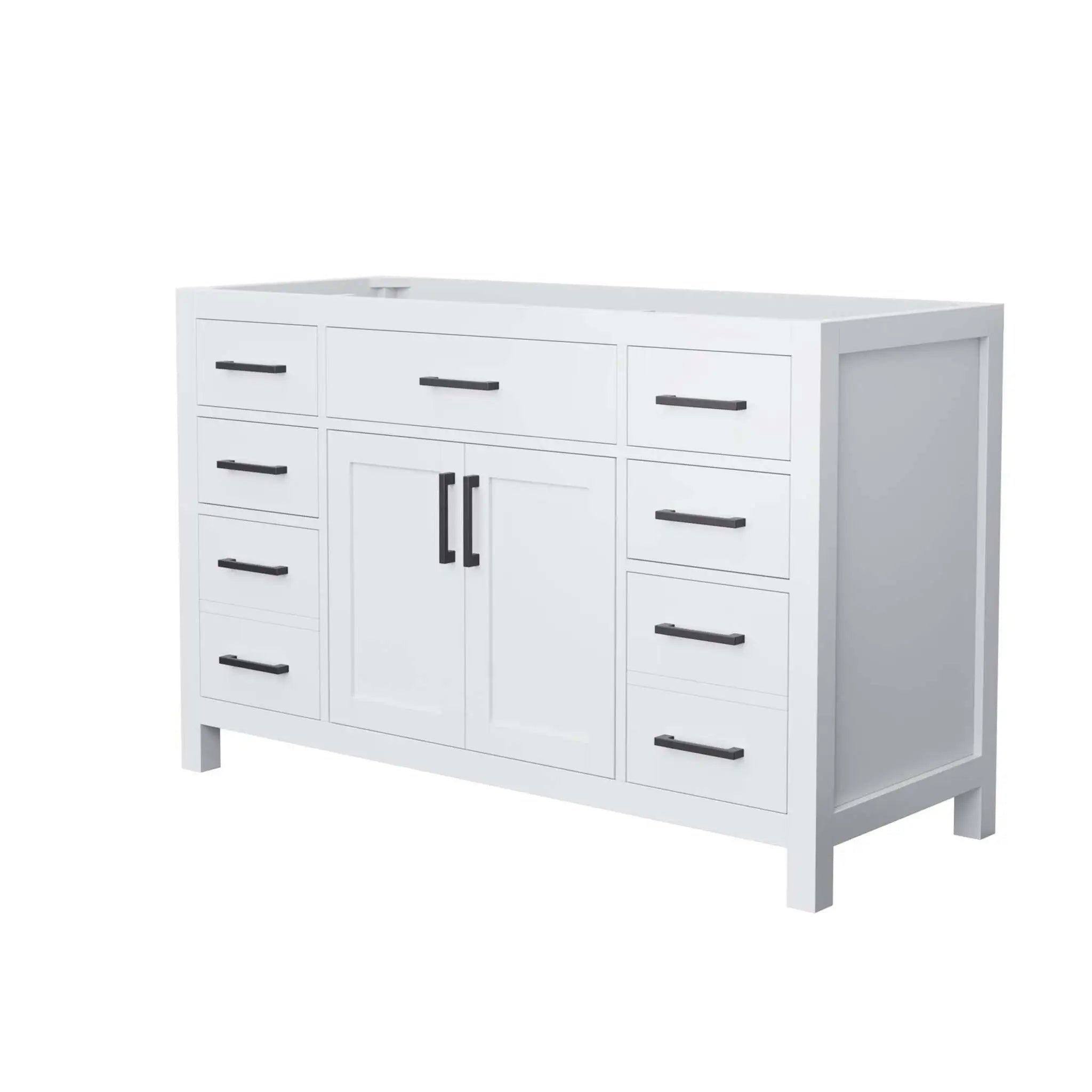 54" Beckett Single Bathroom Vanity in White with Matte Black Trim by Wyndham