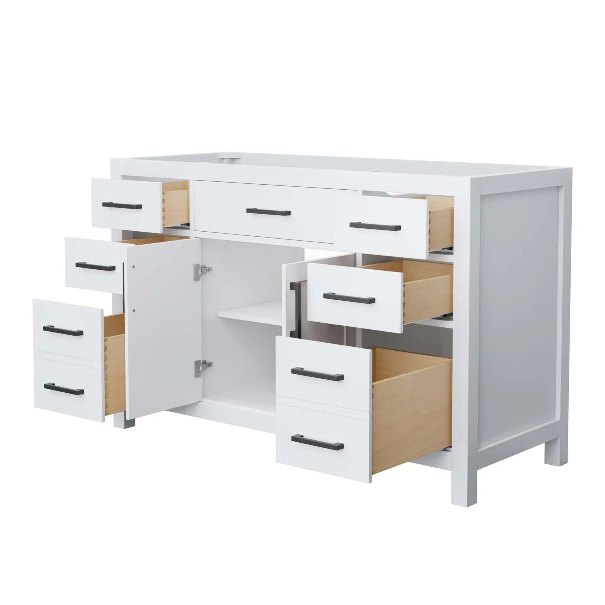 54" Beckett Single Bathroom Vanity in White with Matte Black Trim by Wyndham