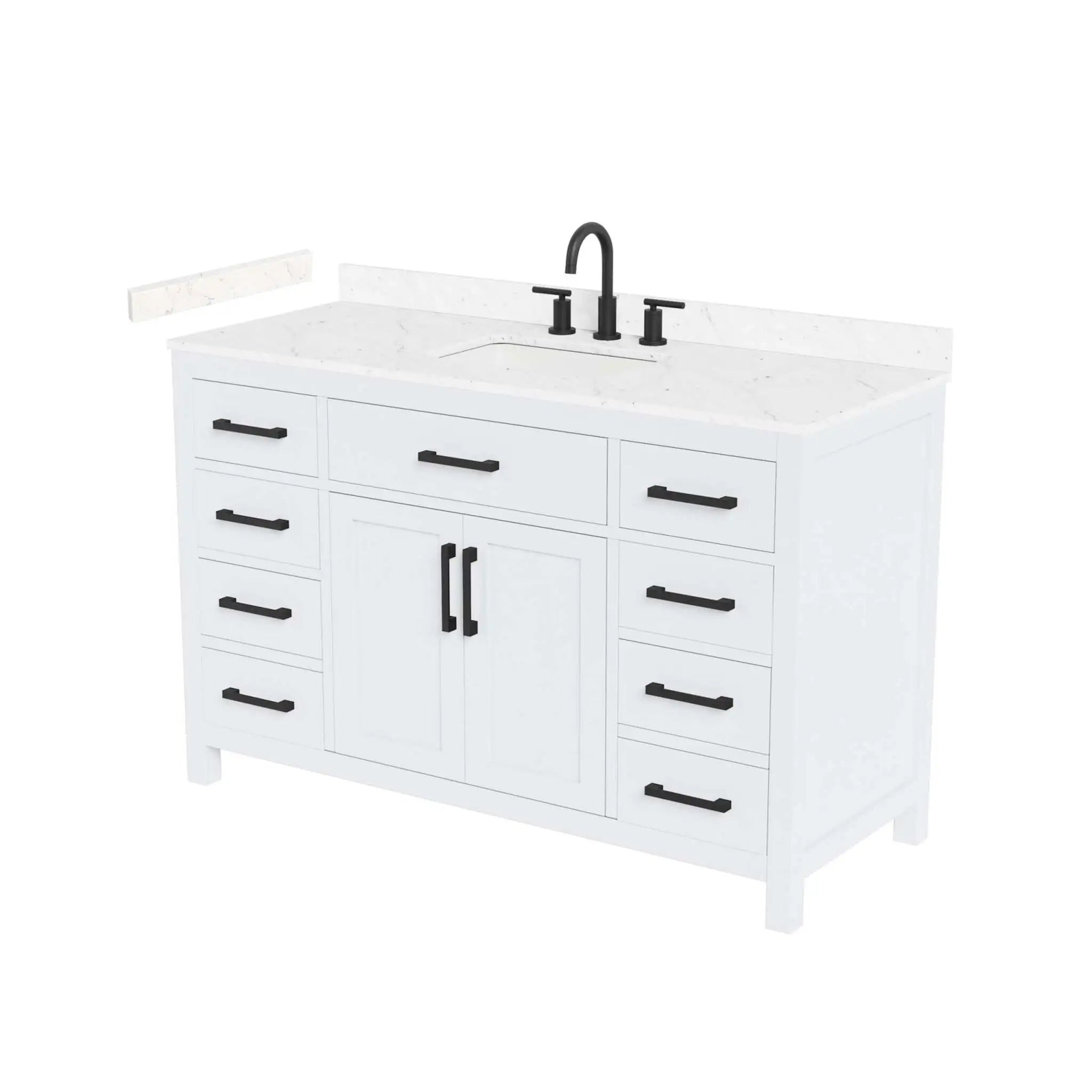 54" Beckett Single Bathroom Vanity in White with Matte Black Trim by Wyndham