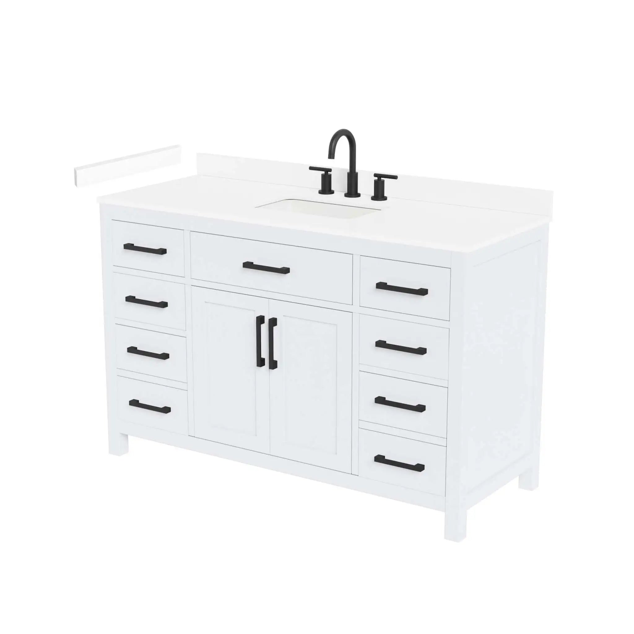54" Beckett Single Bathroom Vanity in White with Matte Black Trim by Wyndham