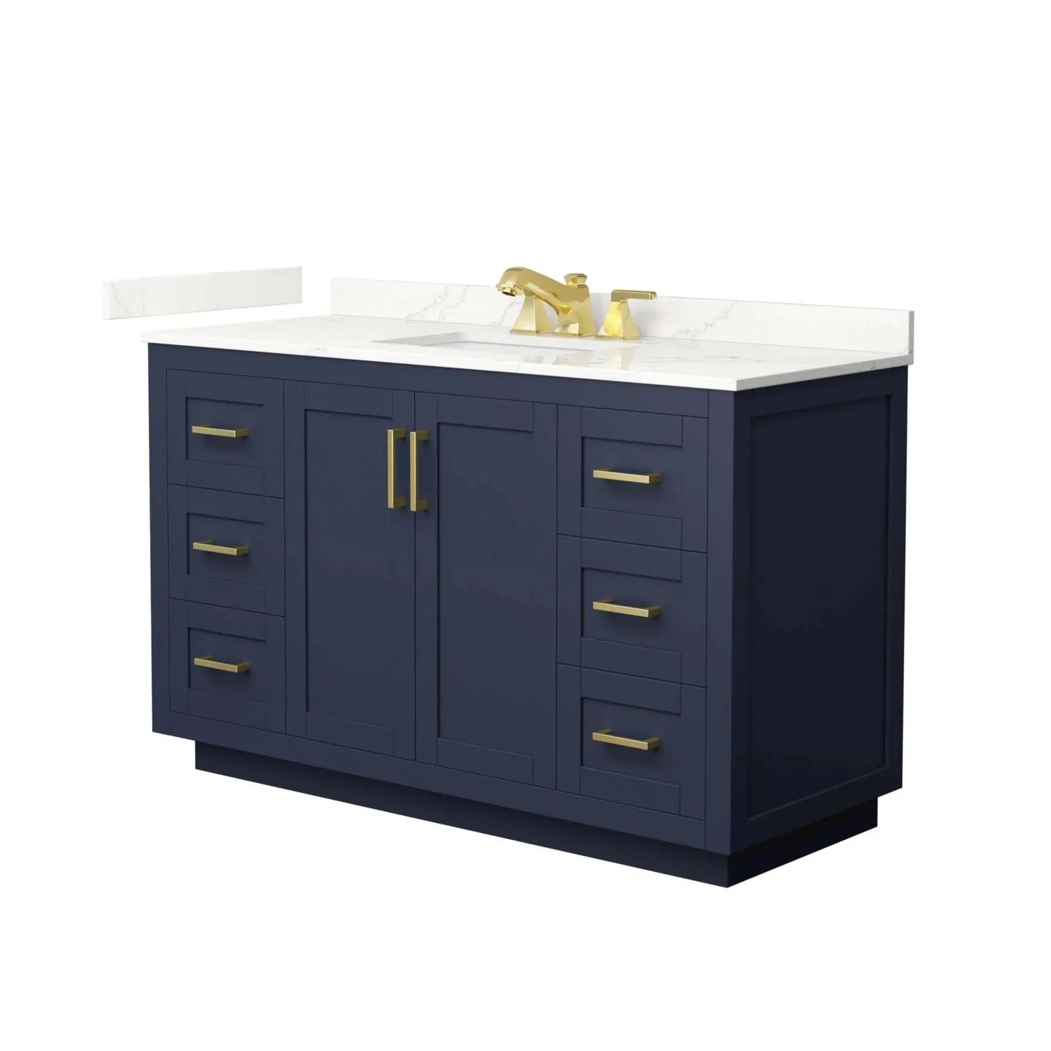 54" Miranda Single Bathroom Vanity in Dark Blue with Brushed Gold Trim by Wyndham