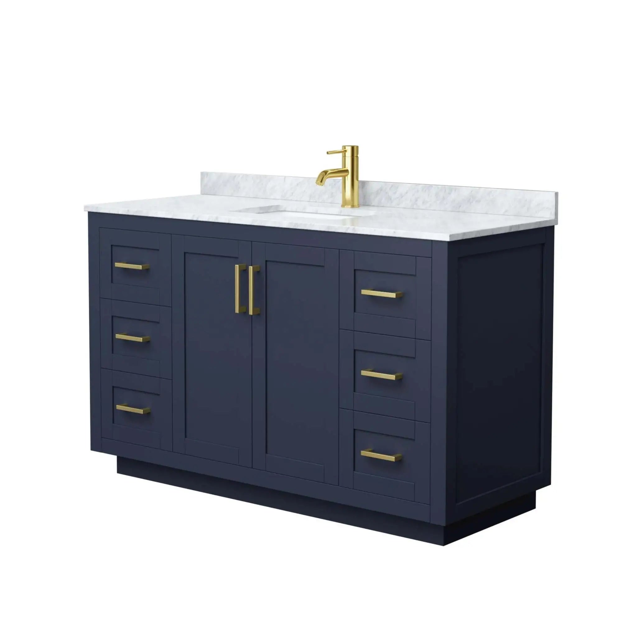 54" Miranda Single Bathroom Vanity in Dark Blue with Brushed Gold Trim by Wyndham