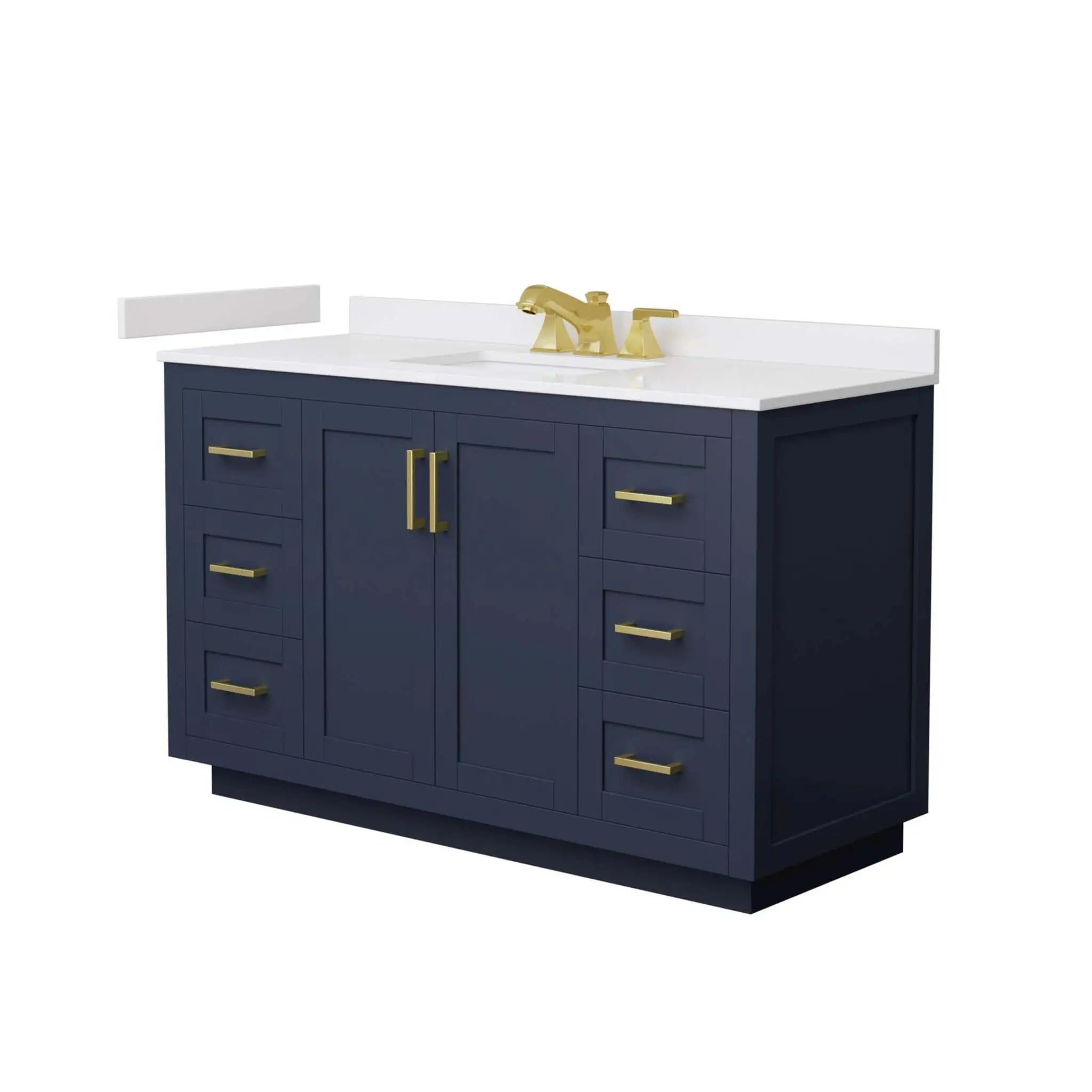 54" Miranda Single Bathroom Vanity in Dark Blue with Brushed Gold Trim by Wyndham