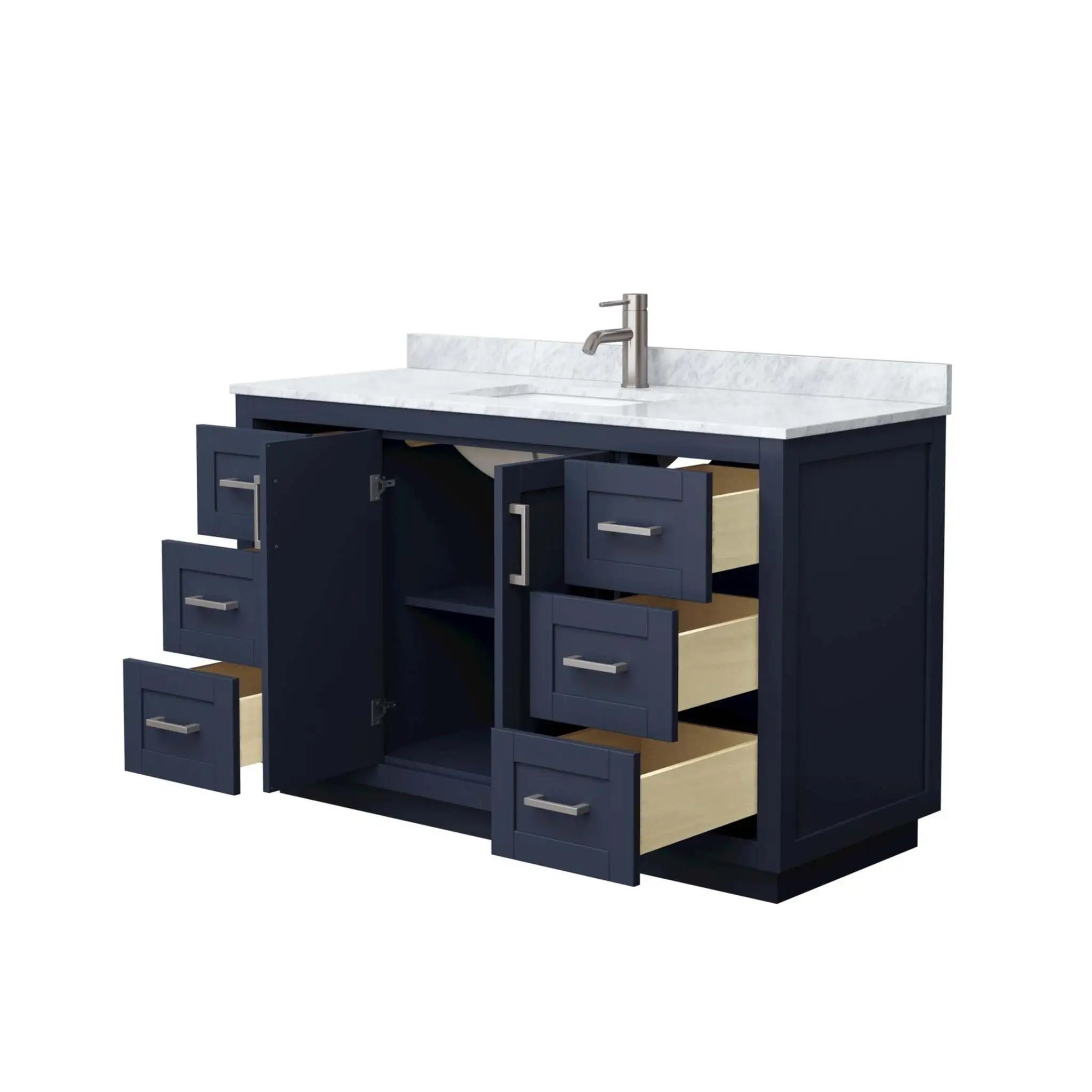 54" Miranda Single Bathroom Vanity in Dark Blue with Brushed Nickel Trim by Wyndham