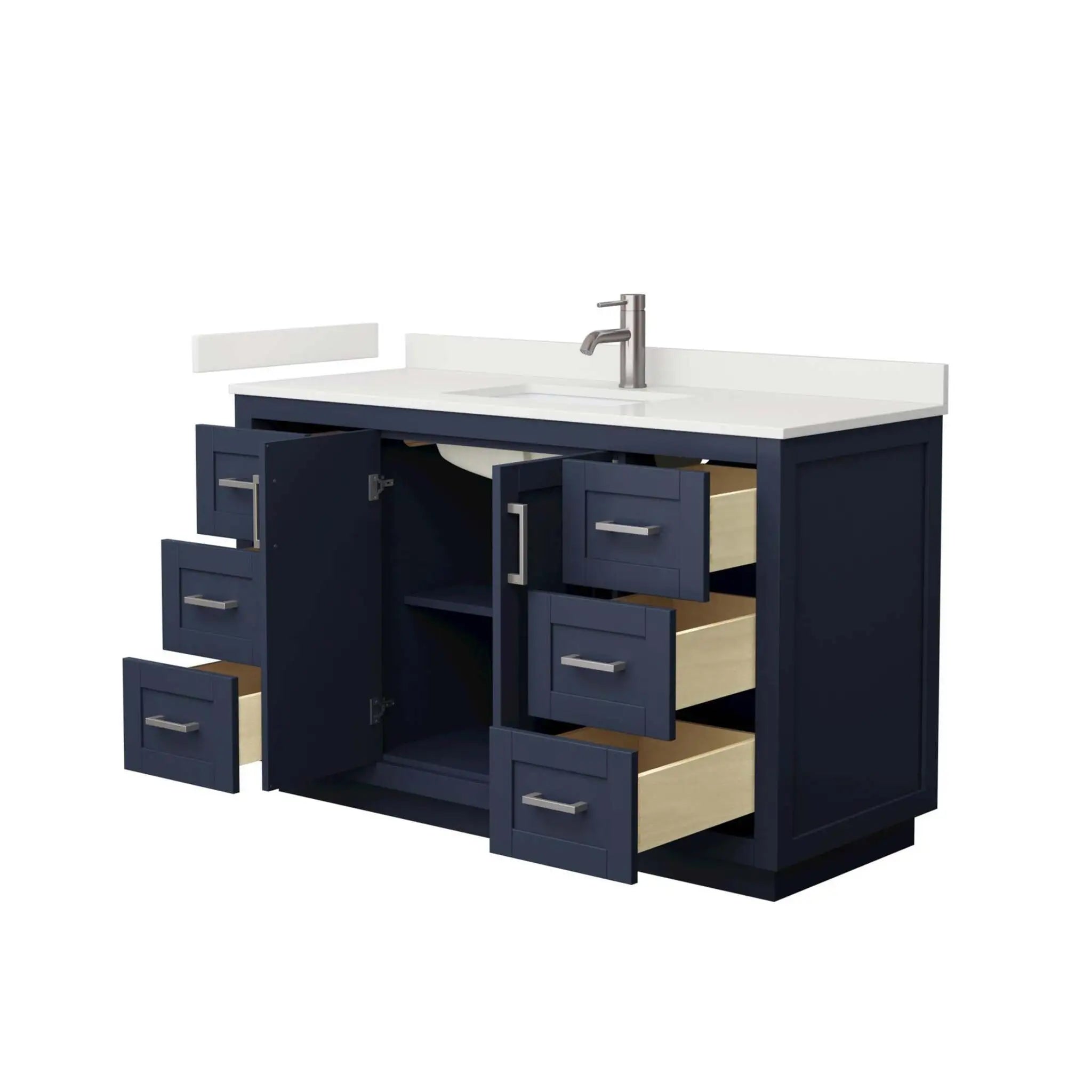 54" Miranda Single Bathroom Vanity in Dark Blue with Brushed Nickel Trim by Wyndham
