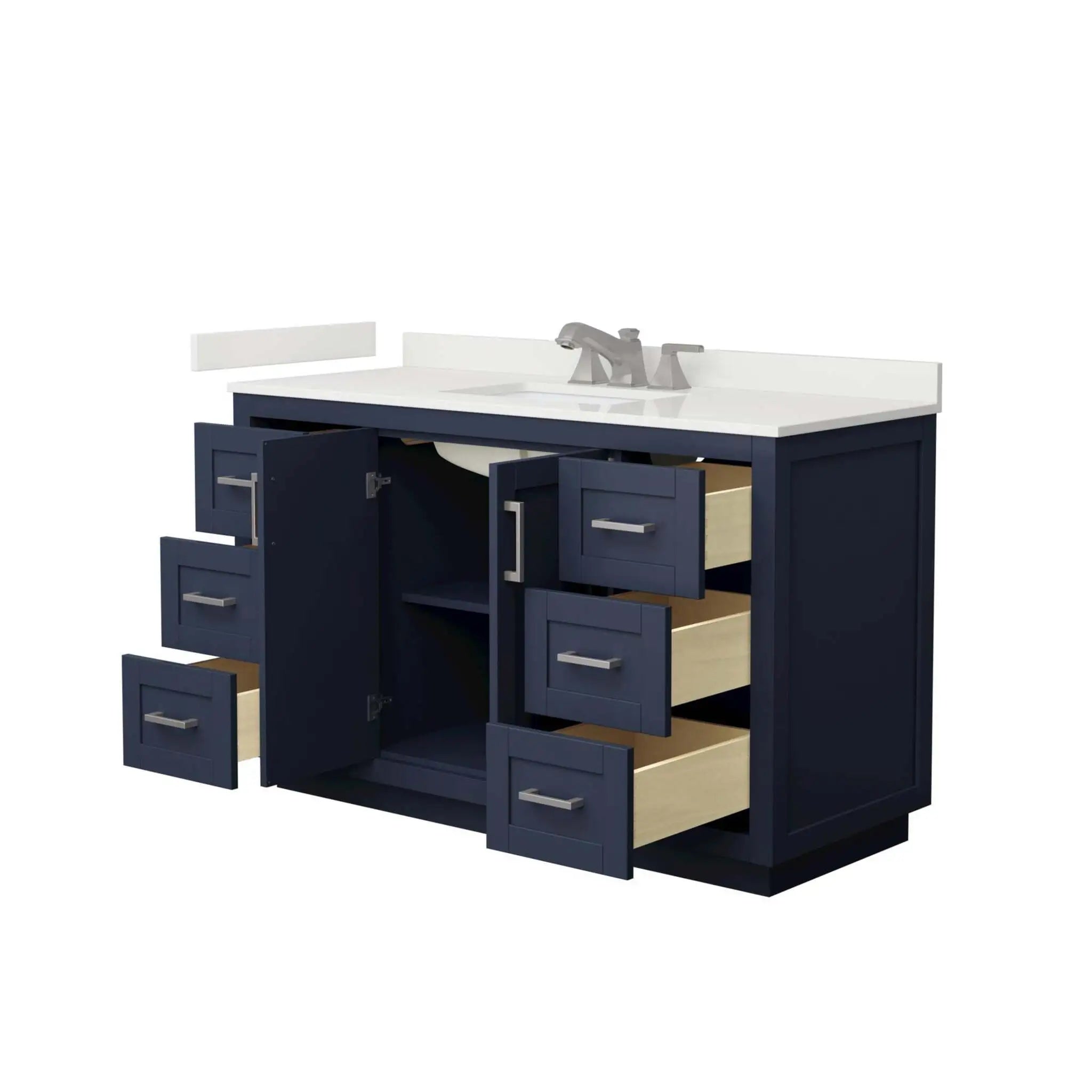54" Miranda Single Bathroom Vanity in Dark Blue with Brushed Nickel Trim by Wyndham