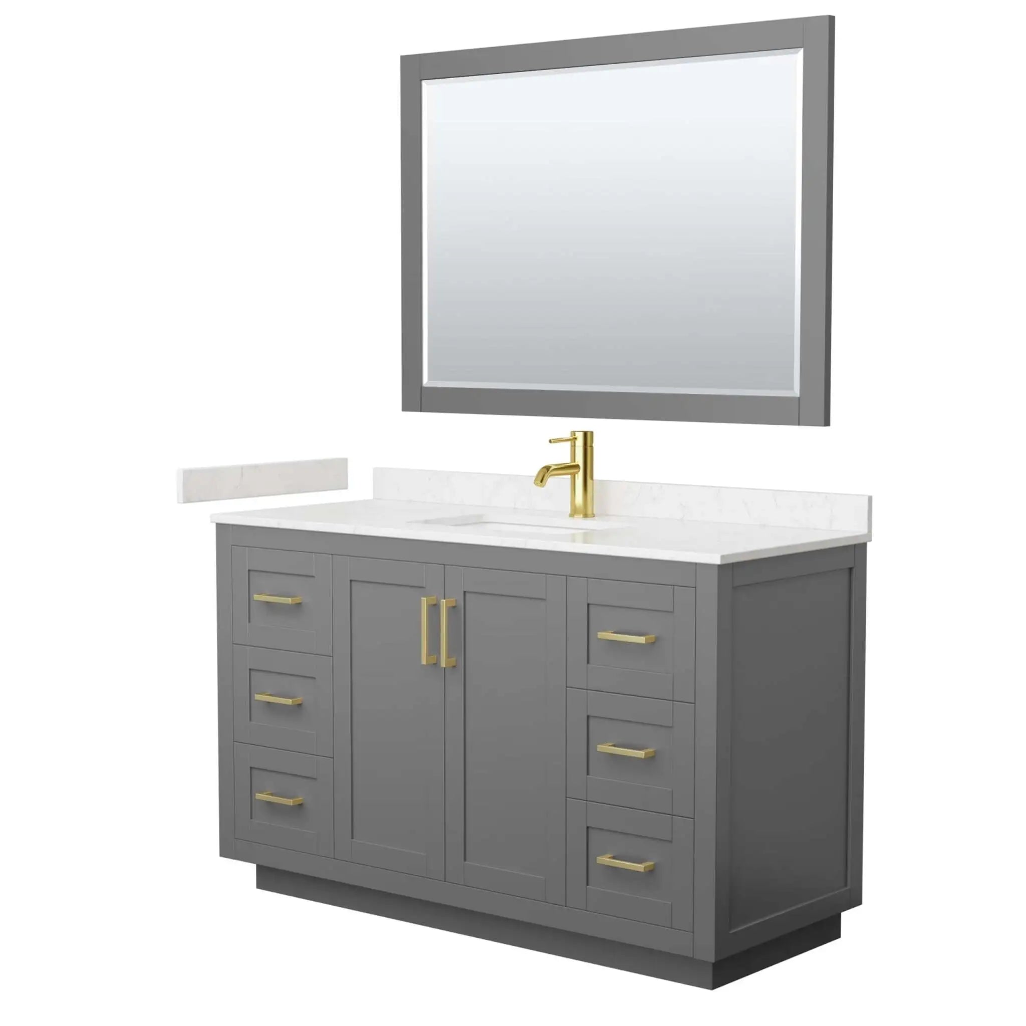 54" Miranda Single Bathroom Vanity in Dark Gray with Brushed Gold Trim & 46" Mirror by Wyndham