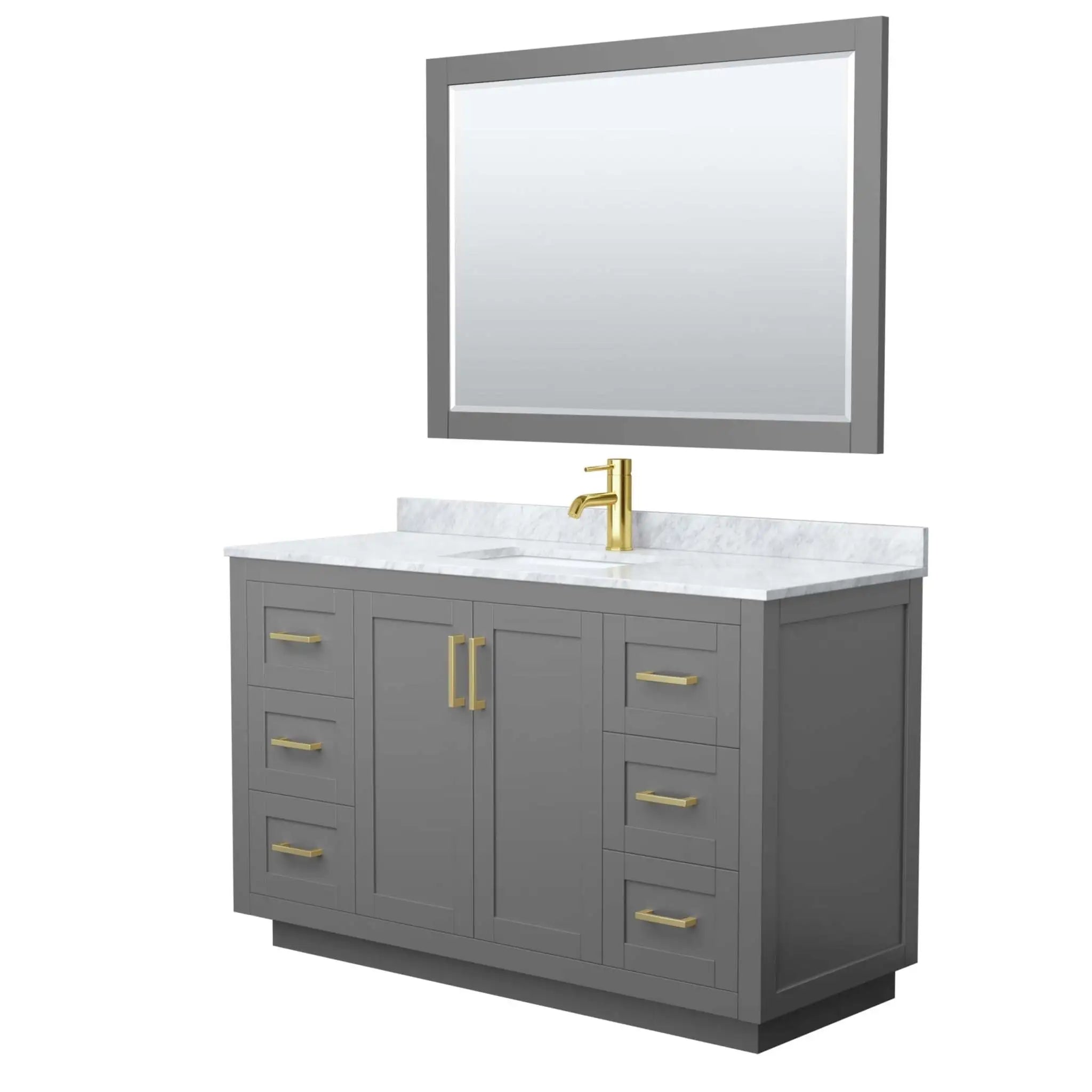54" Miranda Single Bathroom Vanity in Dark Gray with Brushed Gold Trim & 46" Mirror by Wyndham