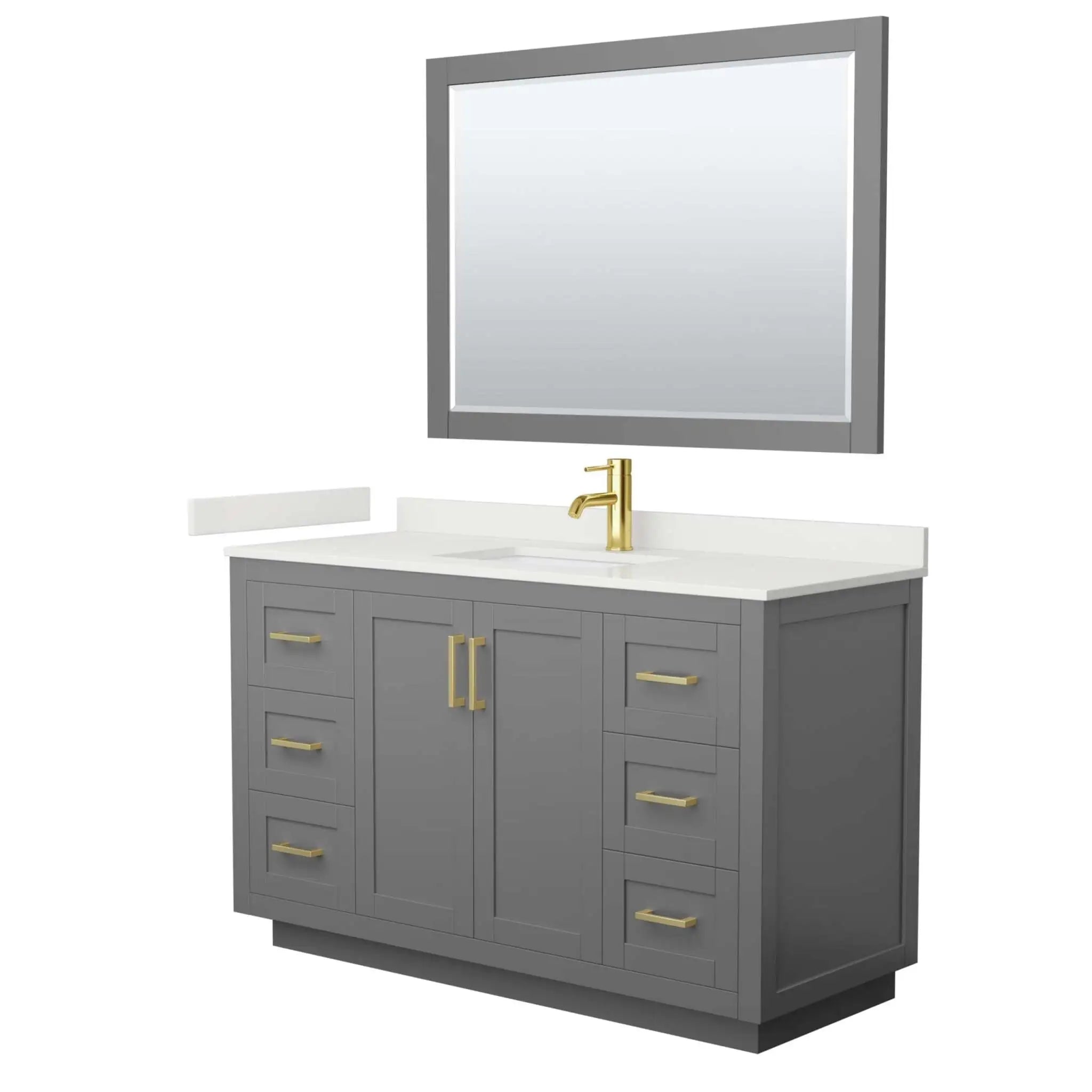 54" Miranda Single Bathroom Vanity in Dark Gray with Brushed Gold Trim & 46" Mirror by Wyndham