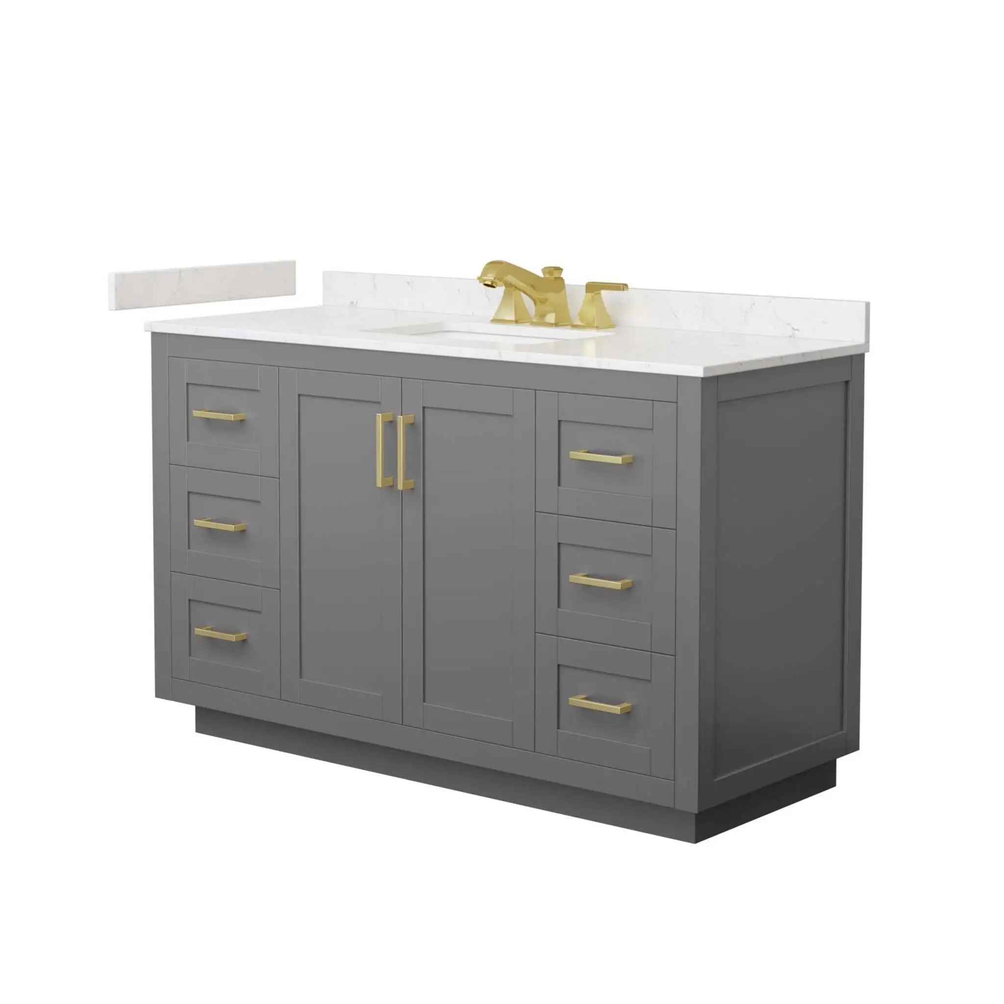 54" Miranda Single Bathroom Vanity in Dark Gray with Brushed Gold Trim by Wyndham