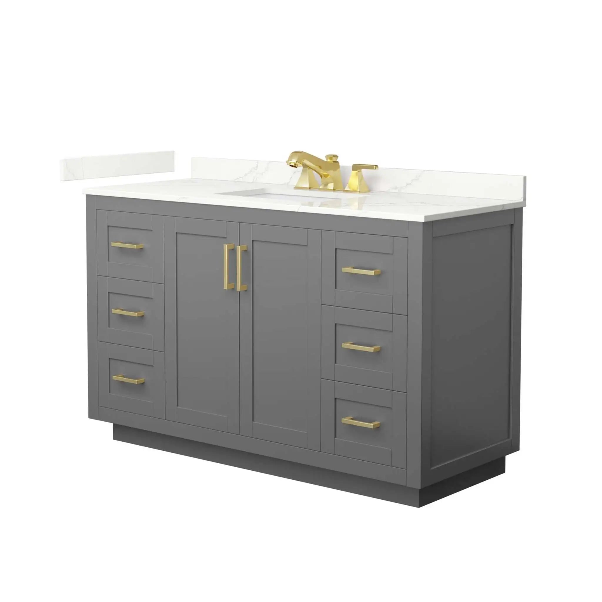 54" Miranda Single Bathroom Vanity in Dark Gray with Brushed Gold Trim by Wyndham