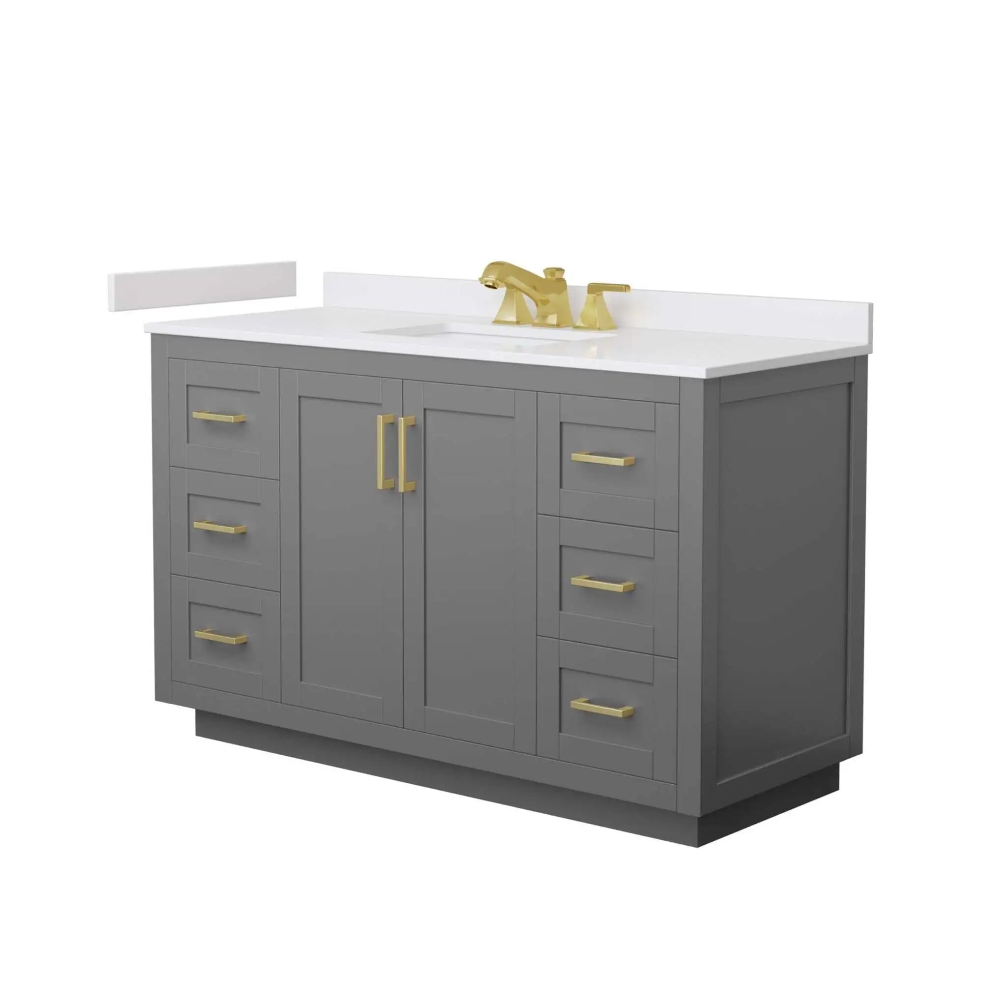 54" Miranda Single Bathroom Vanity in Dark Gray with Brushed Gold Trim by Wyndham
