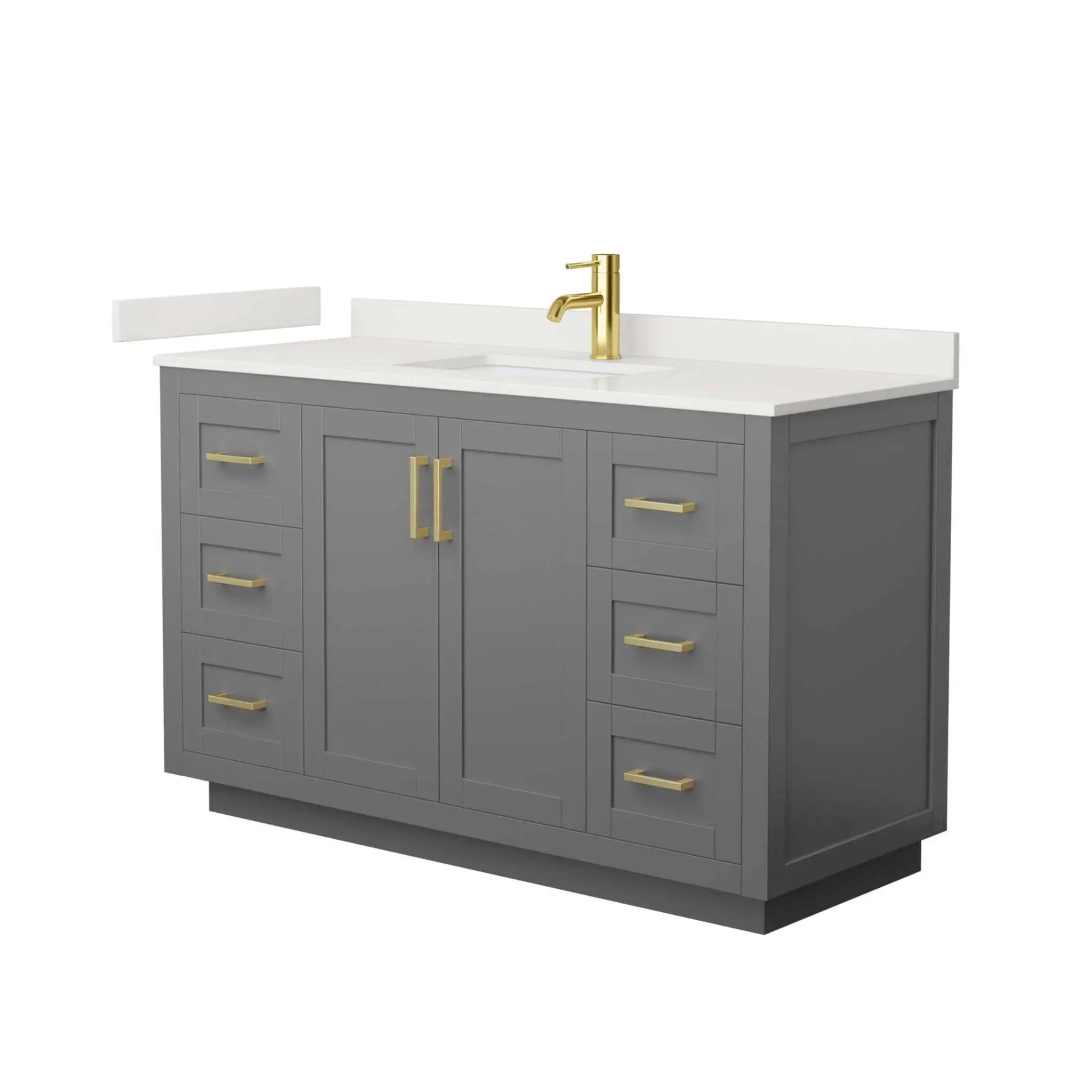 54" Miranda Single Bathroom Vanity in Dark Gray with Brushed Gold Trim by Wyndham