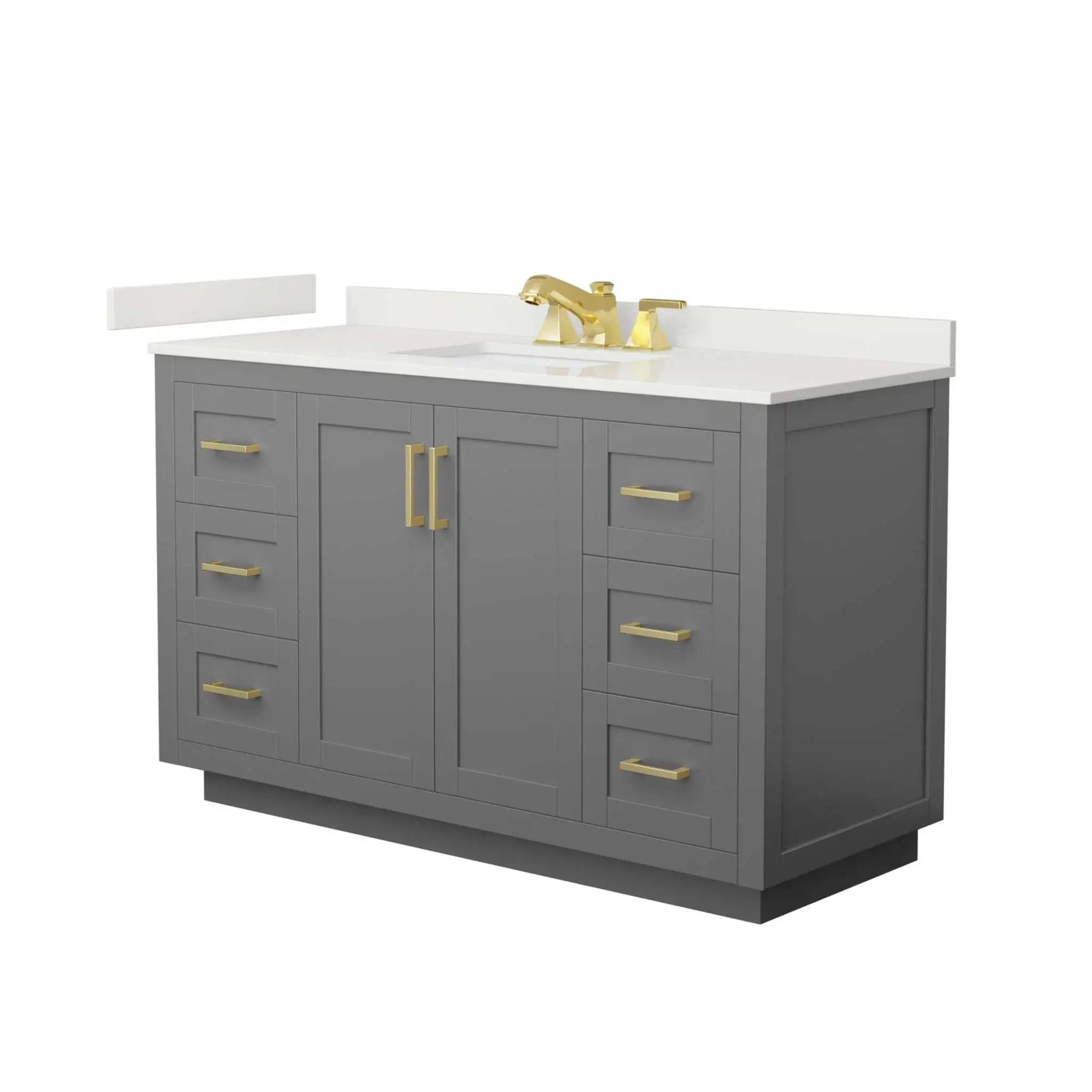 54" Miranda Single Bathroom Vanity in Dark Gray with Brushed Gold Trim by Wyndham