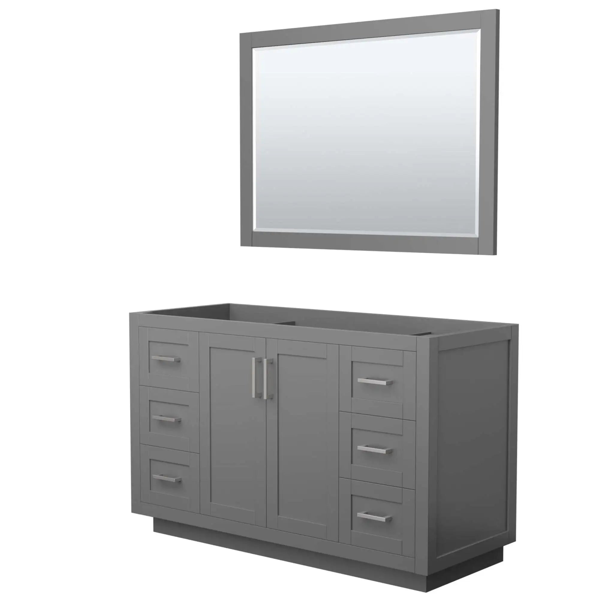 54" Miranda Single Bathroom Vanity in Dark Gray with Brushed Nickel Trim & 46" Mirror by Wyndham