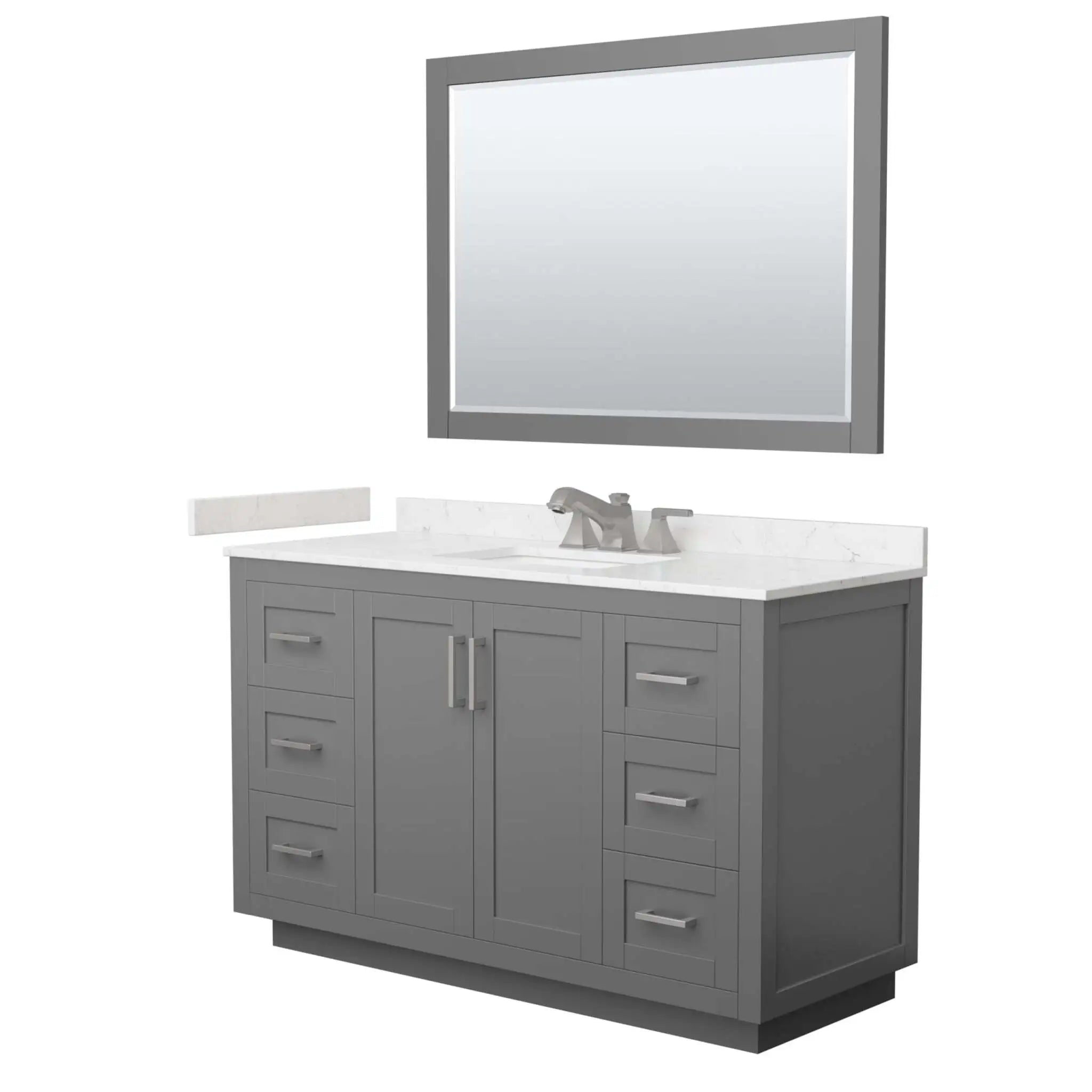 54" Miranda Single Bathroom Vanity in Dark Gray with Brushed Nickel Trim & 46" Mirror by Wyndham