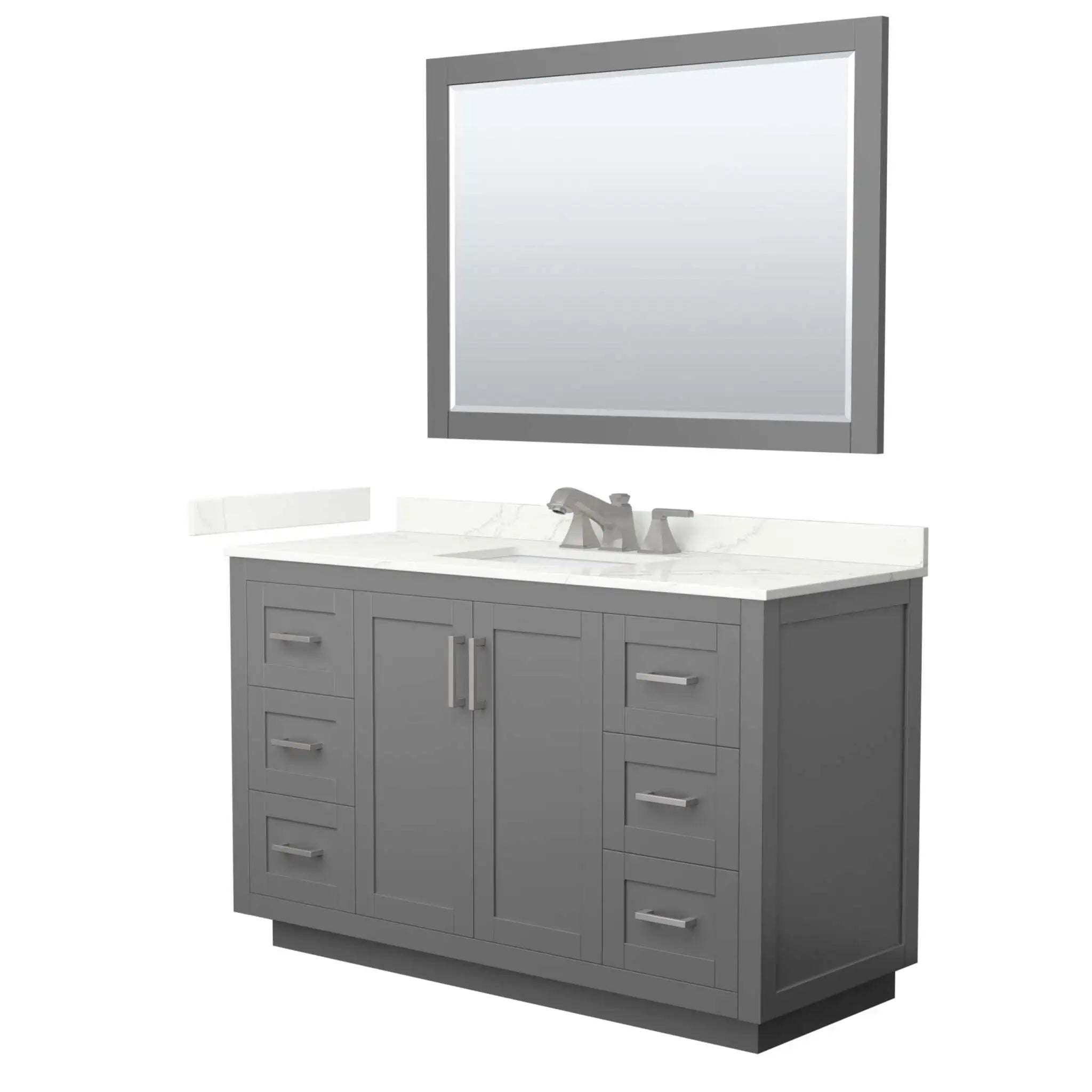 54" Miranda Single Bathroom Vanity in Dark Gray with Brushed Nickel Trim & 46" Mirror by Wyndham
