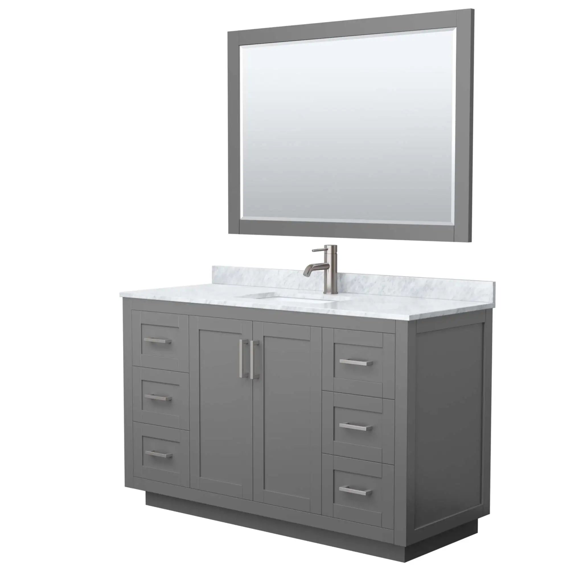 54" Miranda Single Bathroom Vanity in Dark Gray with Brushed Nickel Trim & 46" Mirror by Wyndham