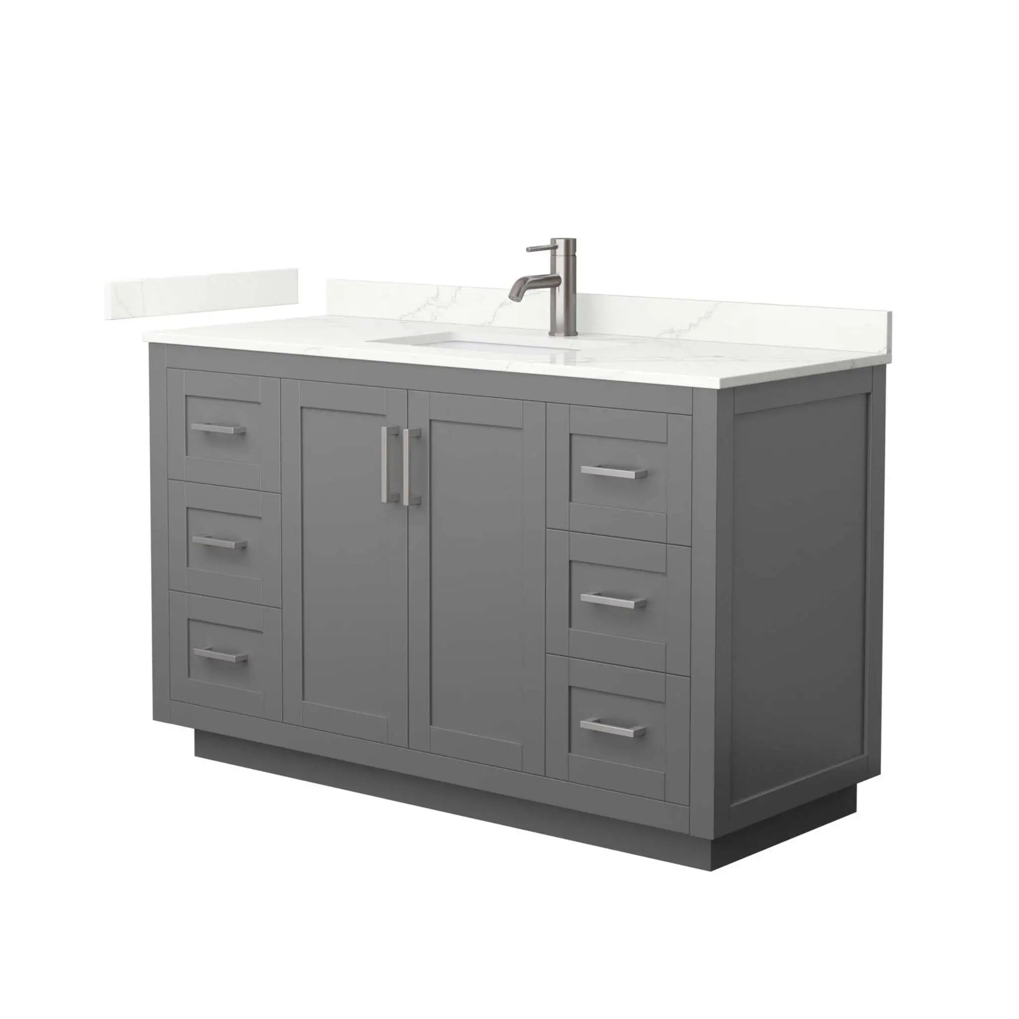 54" Miranda Single Bathroom Vanity in Dark Gray with Brushed Nickel Trim by Wyndham