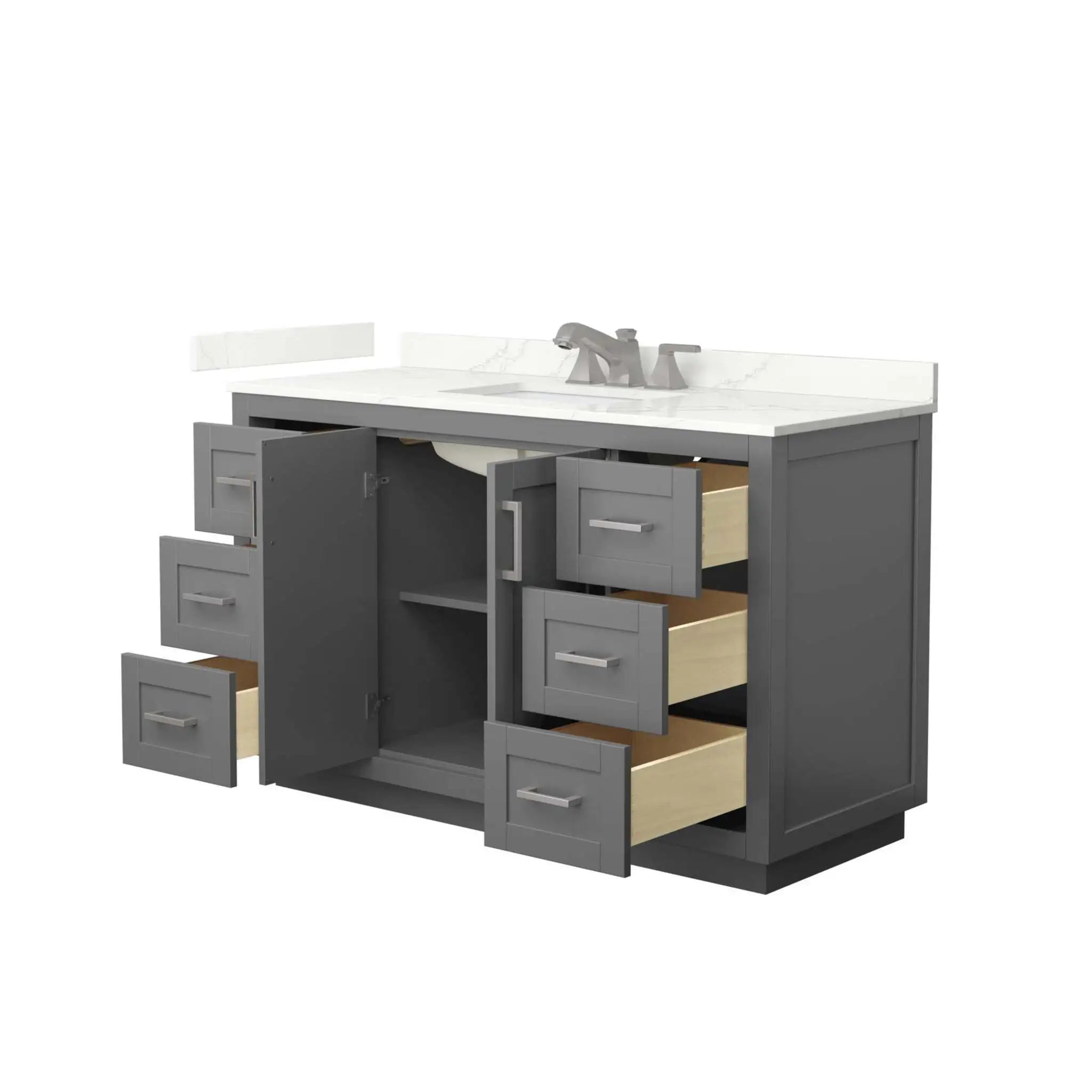 54" Miranda Single Bathroom Vanity in Dark Gray with Brushed Nickel Trim by Wyndham