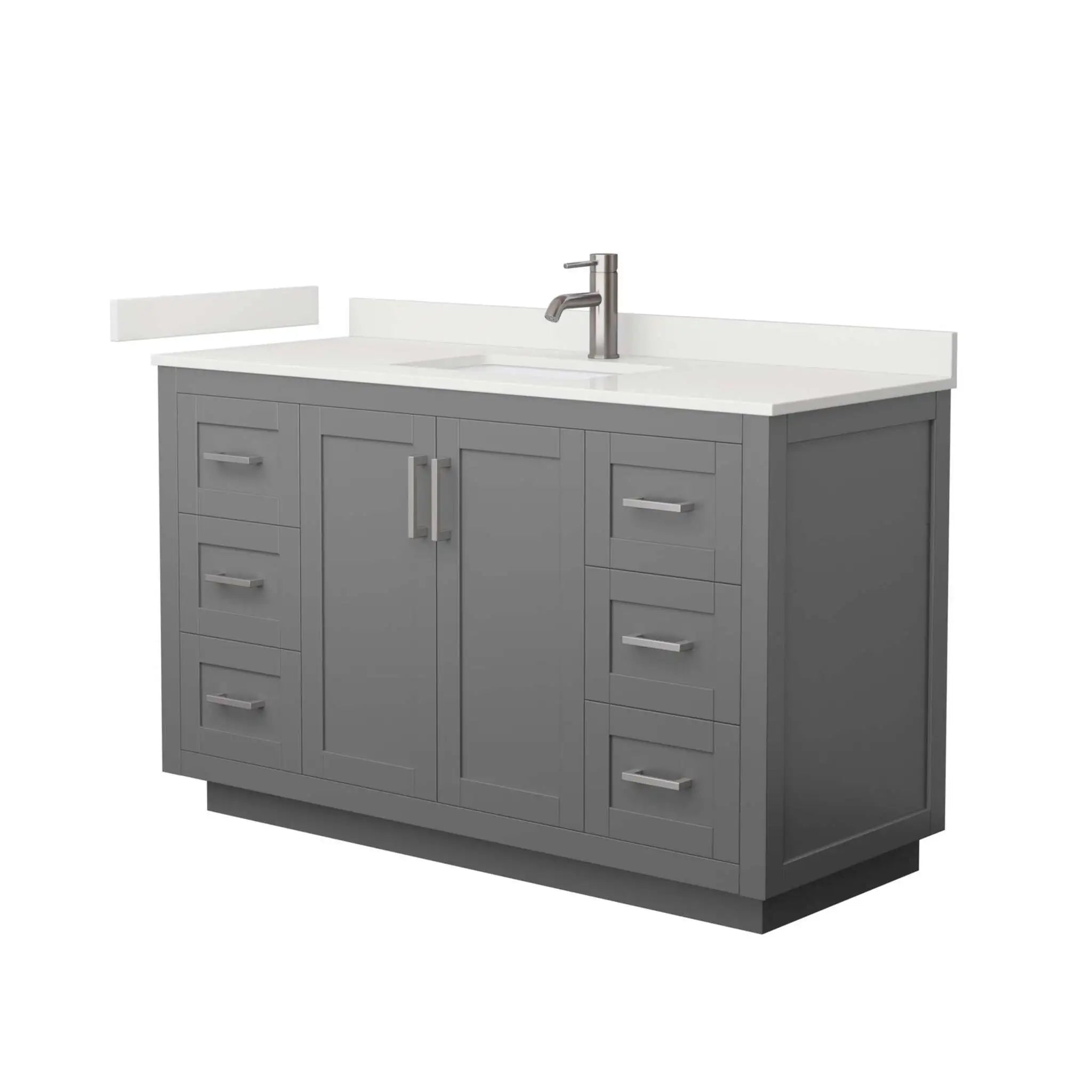 54" Miranda Single Bathroom Vanity in Dark Gray with Brushed Nickel Trim by Wyndham