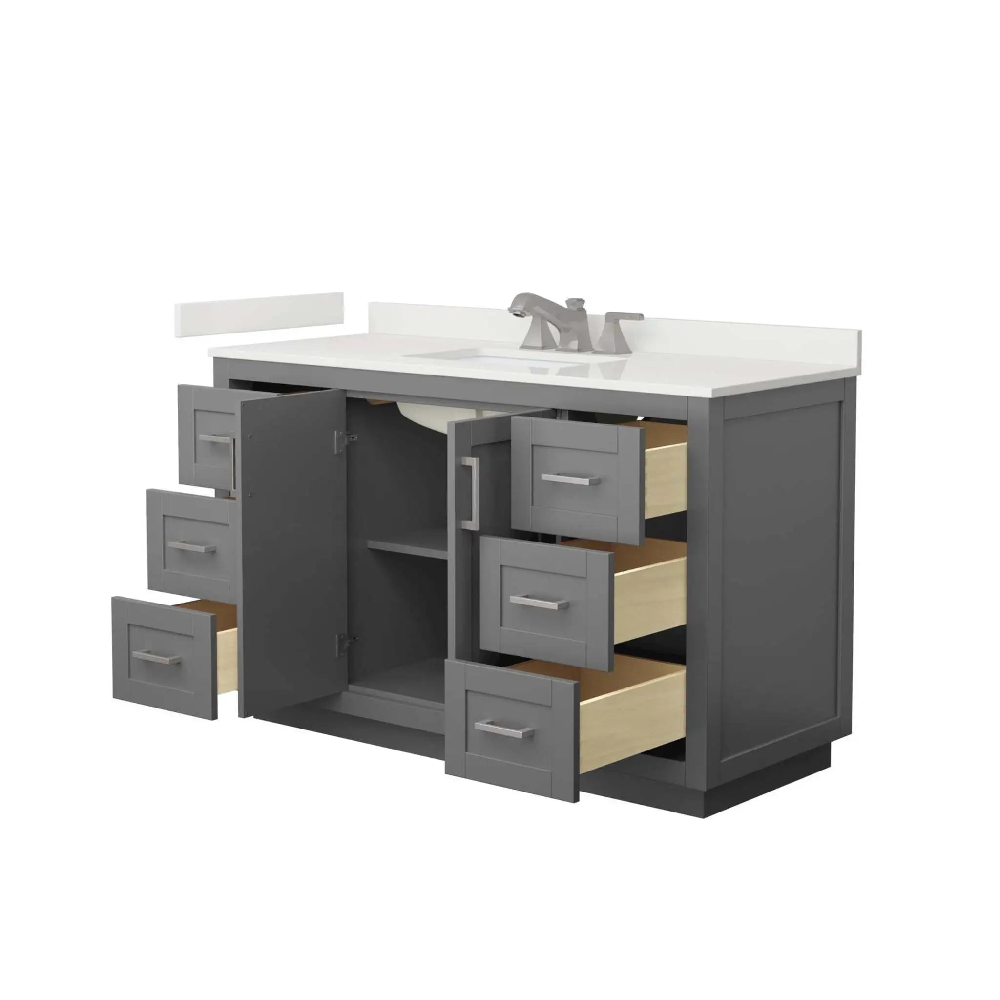 54" Miranda Single Bathroom Vanity in Dark Gray with Brushed Nickel Trim by Wyndham
