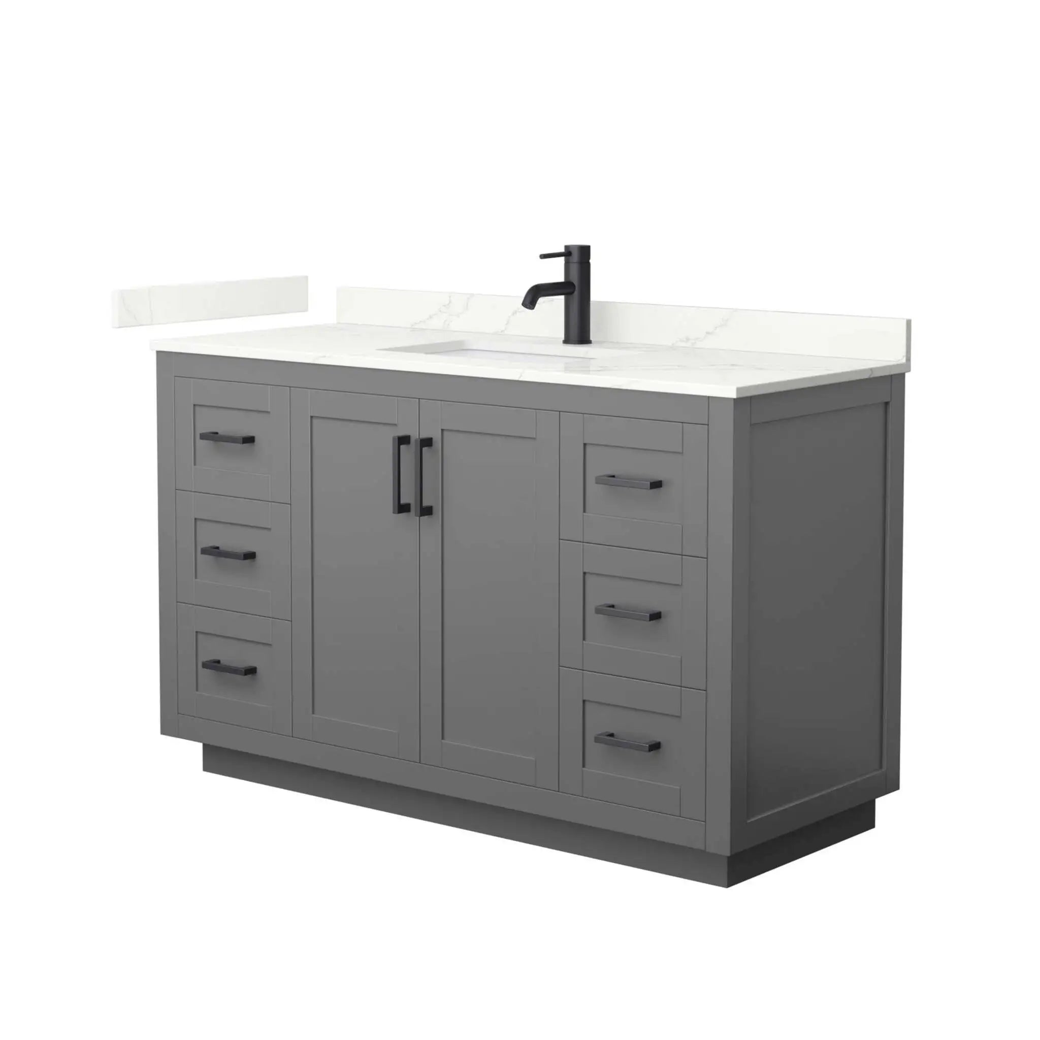 54" Miranda Single Bathroom Vanity in Dark Gray with Matte Black Trim by Wyndham
