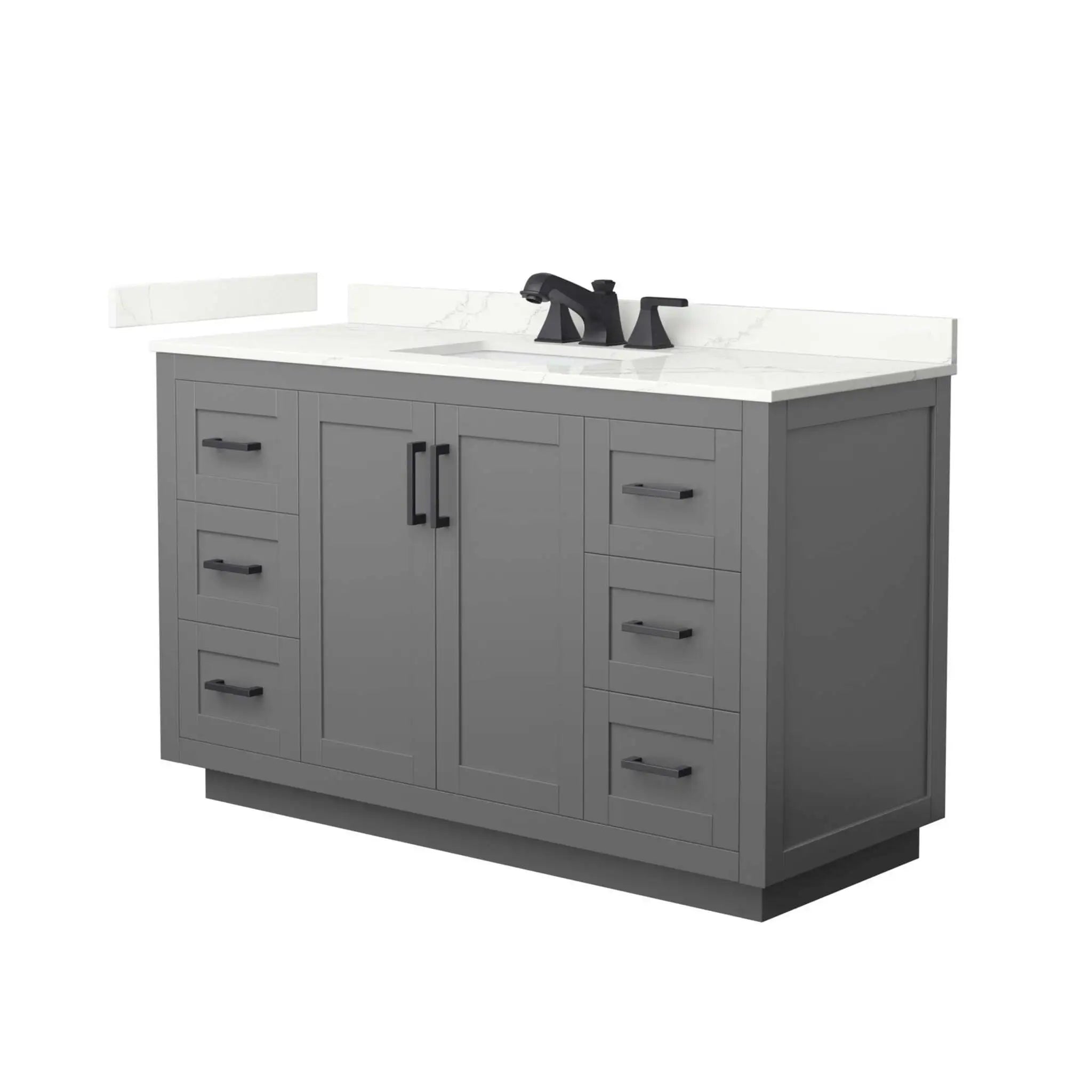 54" Miranda Single Bathroom Vanity in Dark Gray with Matte Black Trim by Wyndham