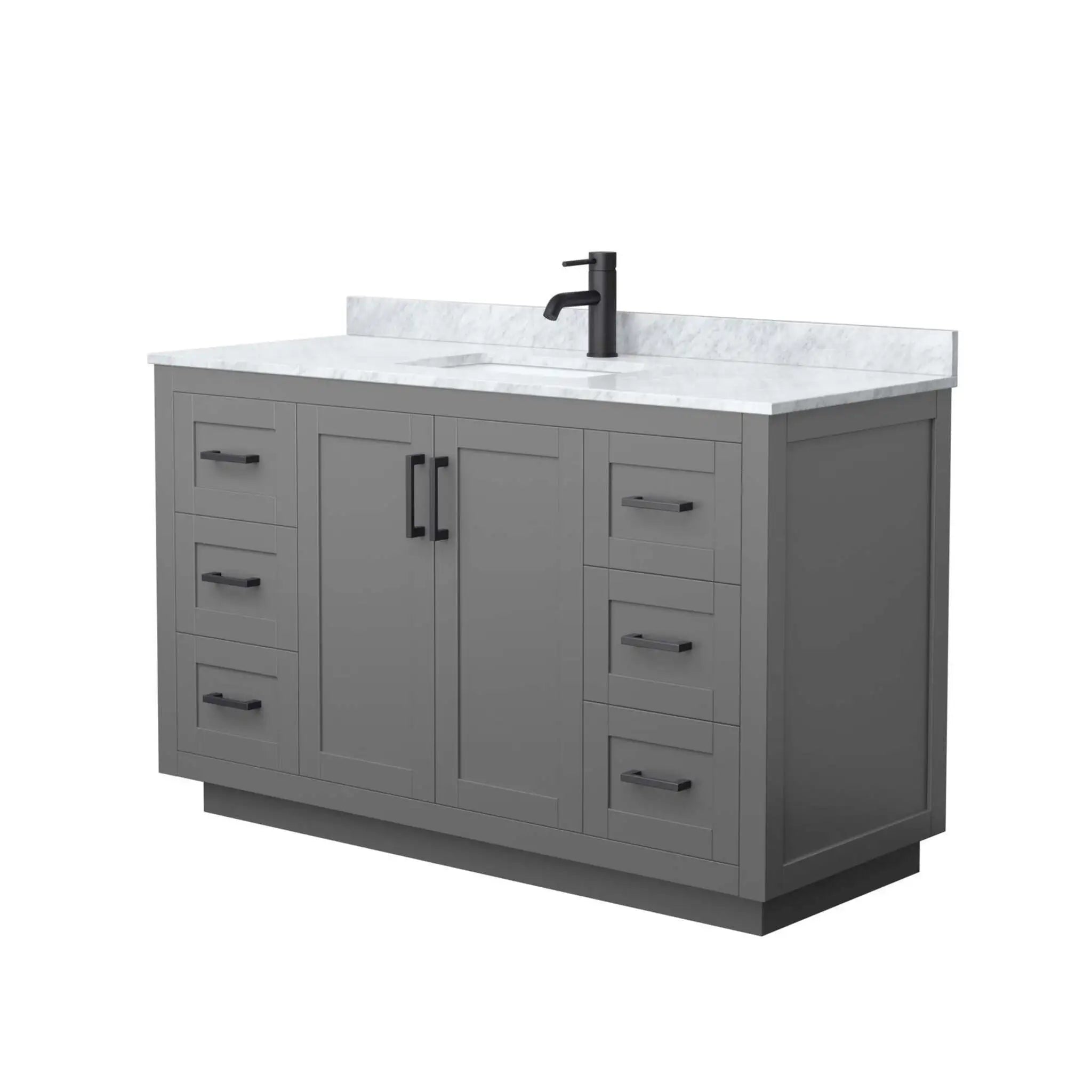 54" Miranda Single Bathroom Vanity in Dark Gray with Matte Black Trim by Wyndham