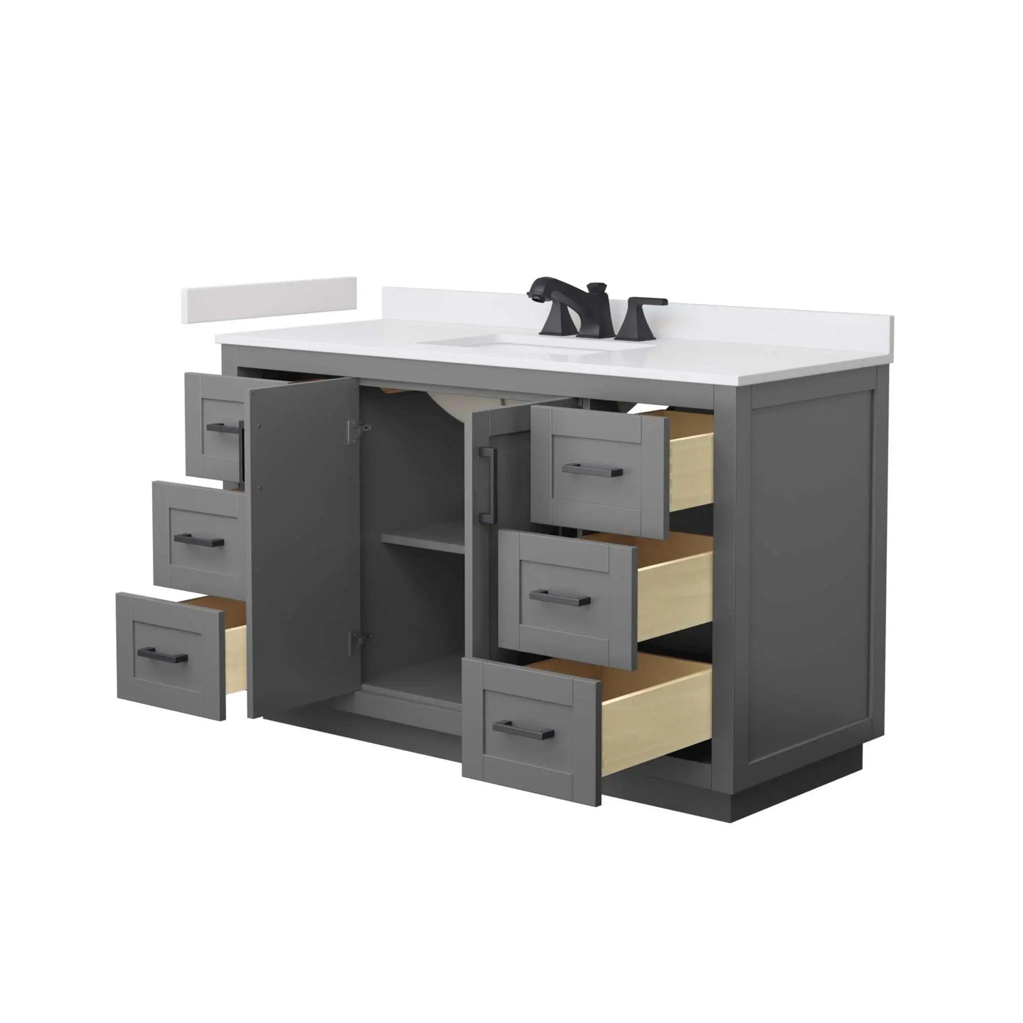 54" Miranda Single Bathroom Vanity in Dark Gray with Matte Black Trim by Wyndham