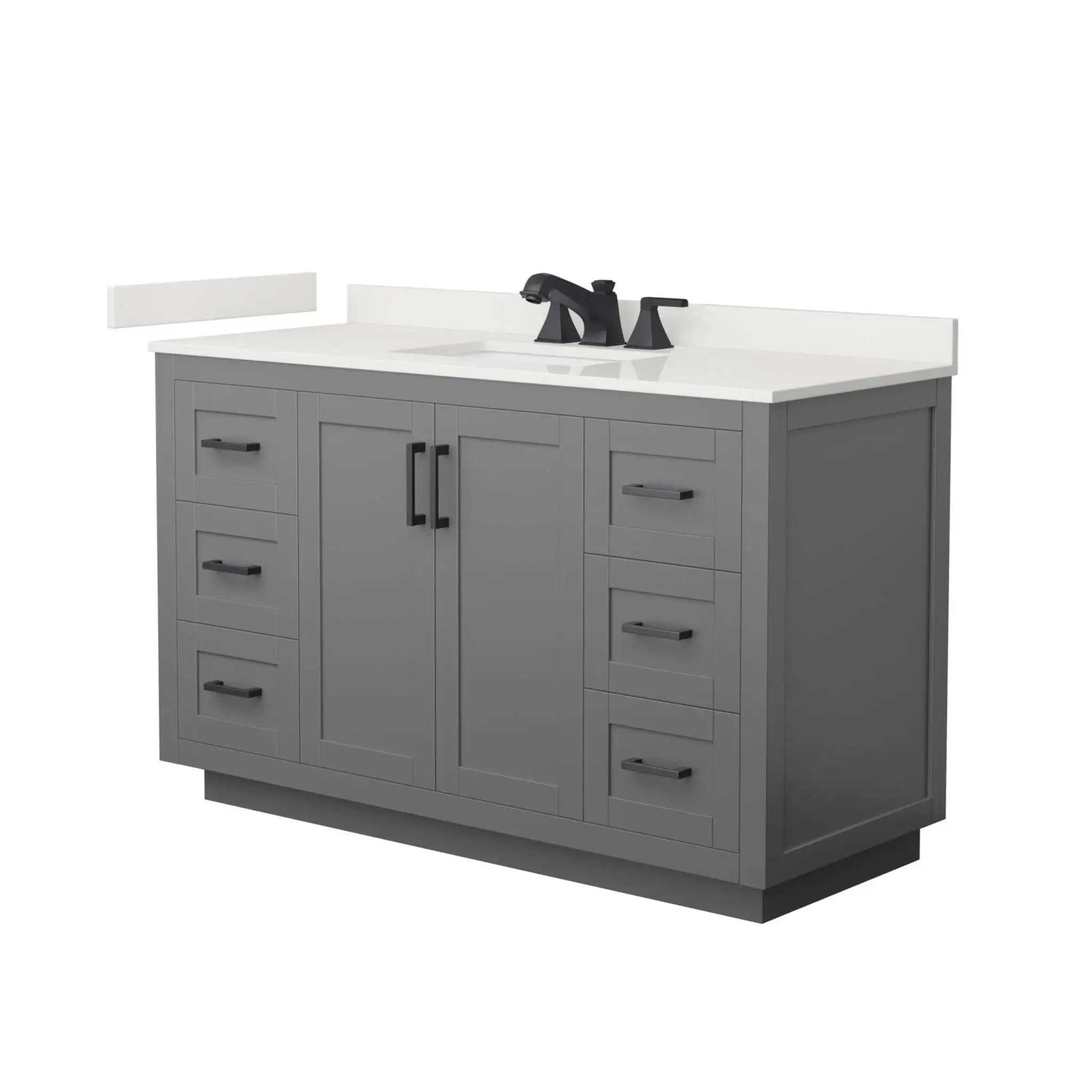54" Miranda Single Bathroom Vanity in Dark Gray with Matte Black Trim by Wyndham