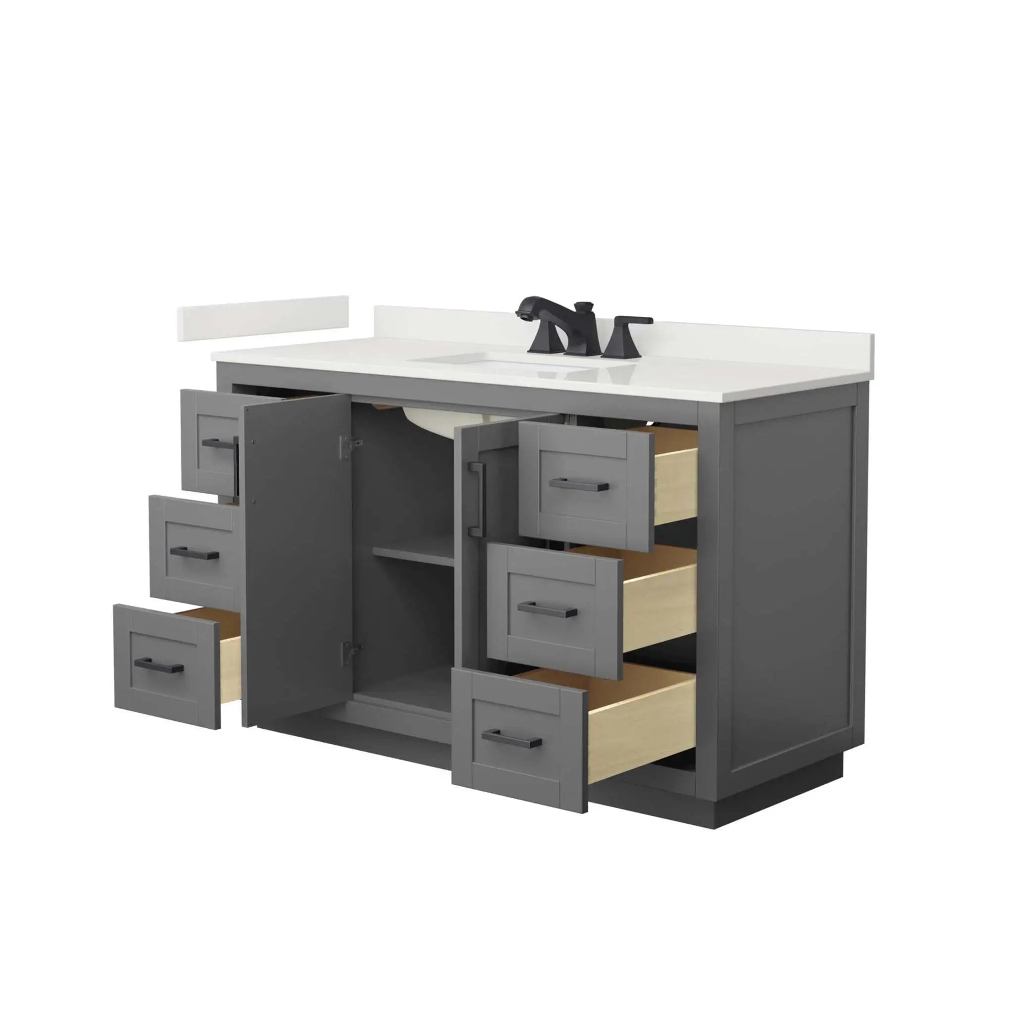 54" Miranda Single Bathroom Vanity in Dark Gray with Matte Black Trim by Wyndham