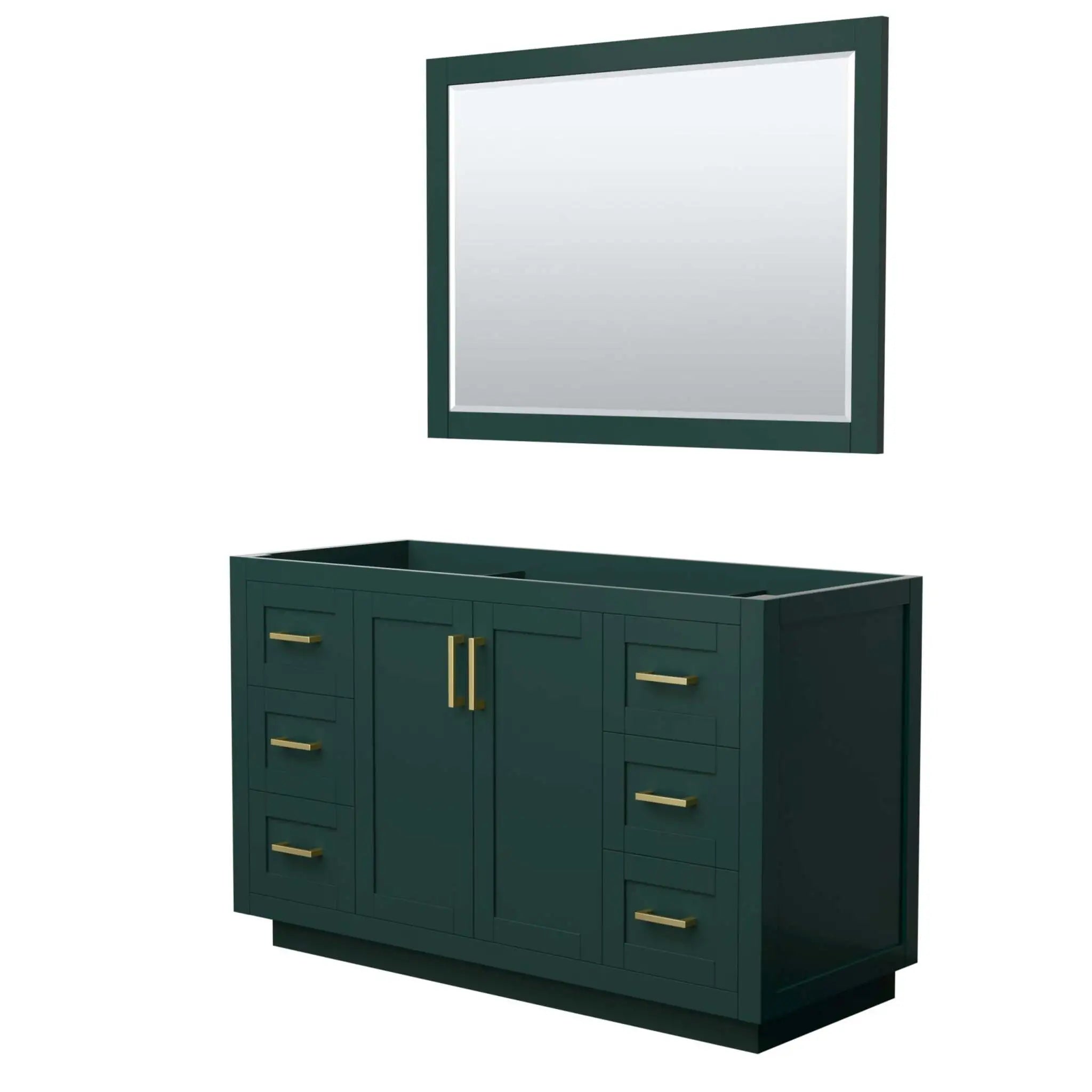 54" Miranda Single Bathroom Vanity in Green with Brushed Gold Trim & 46" Mirror by Wyndham