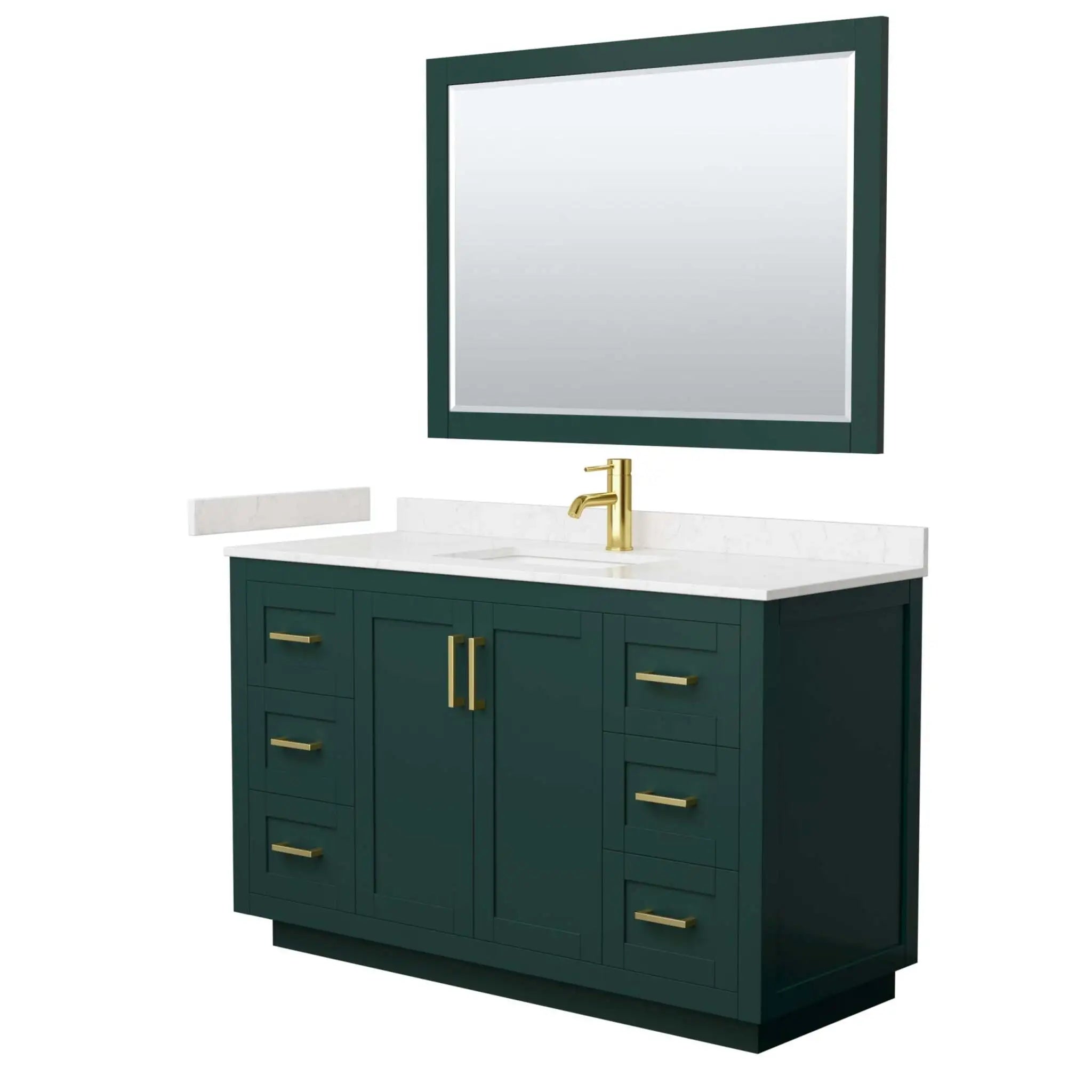 54" Miranda Single Bathroom Vanity in Green with Brushed Gold Trim & 46" Mirror by Wyndham