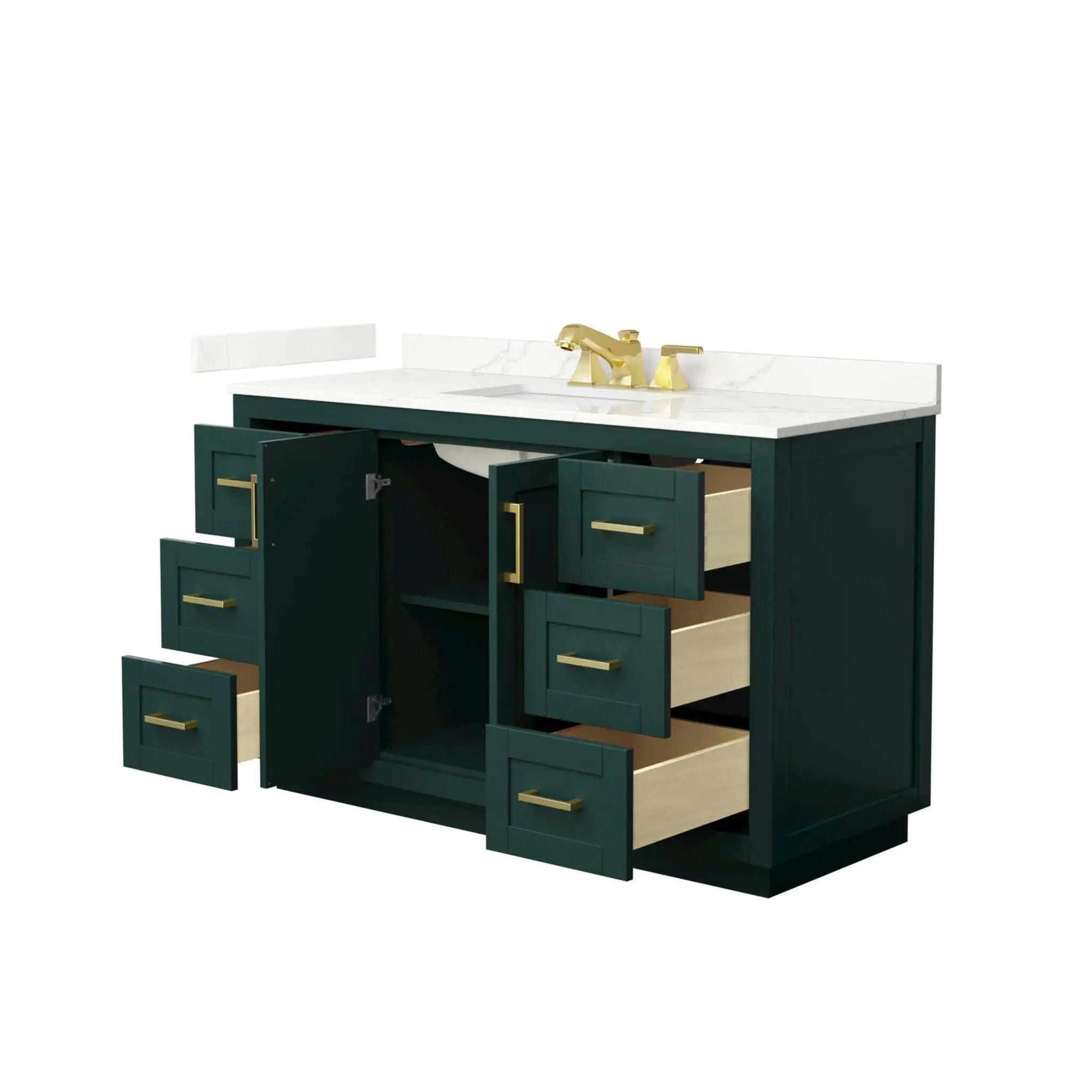 54" Miranda Single Bathroom Vanity in Green with Brushed Gold Trim by Wyndham