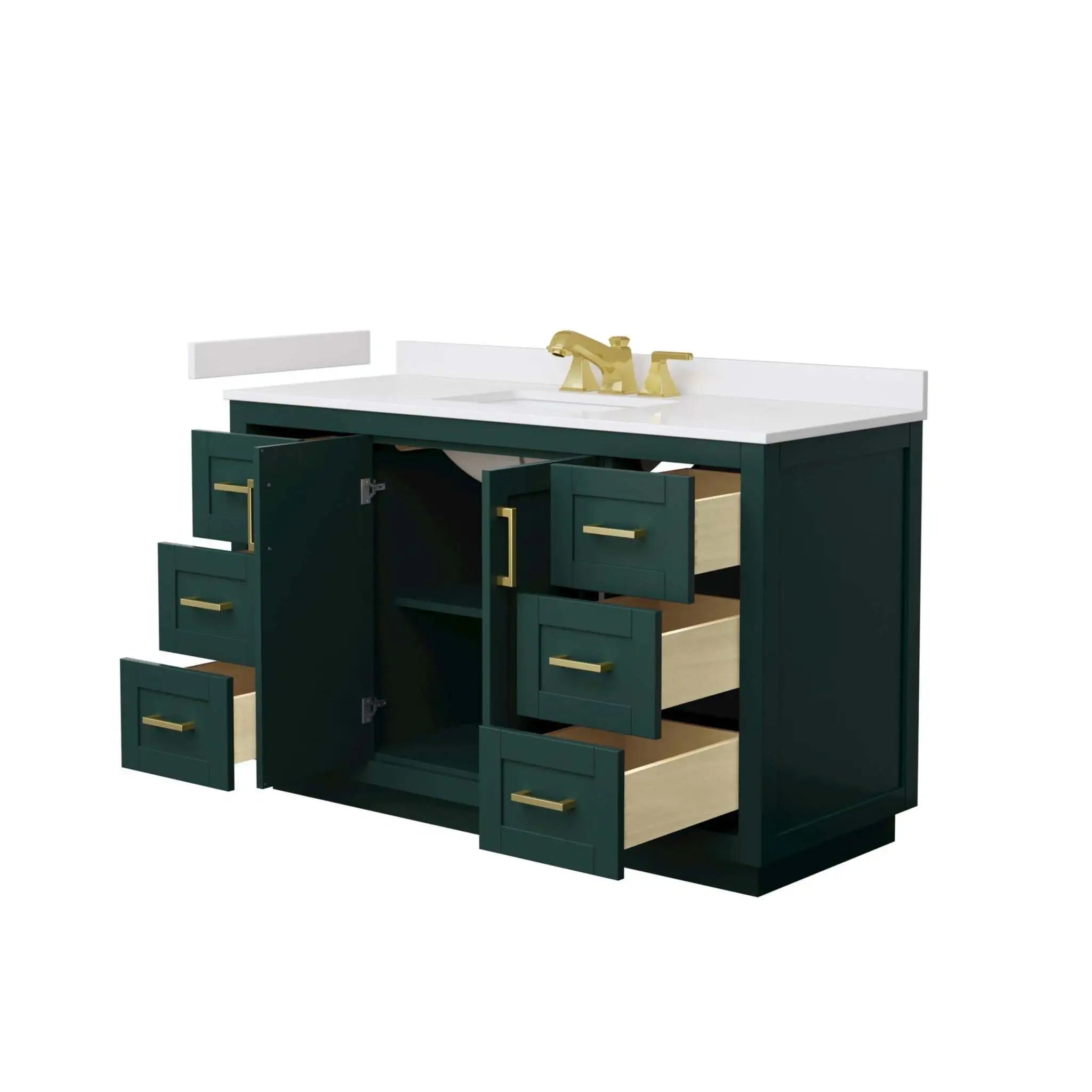 54" Miranda Single Bathroom Vanity in Green with Brushed Gold Trim by Wyndham