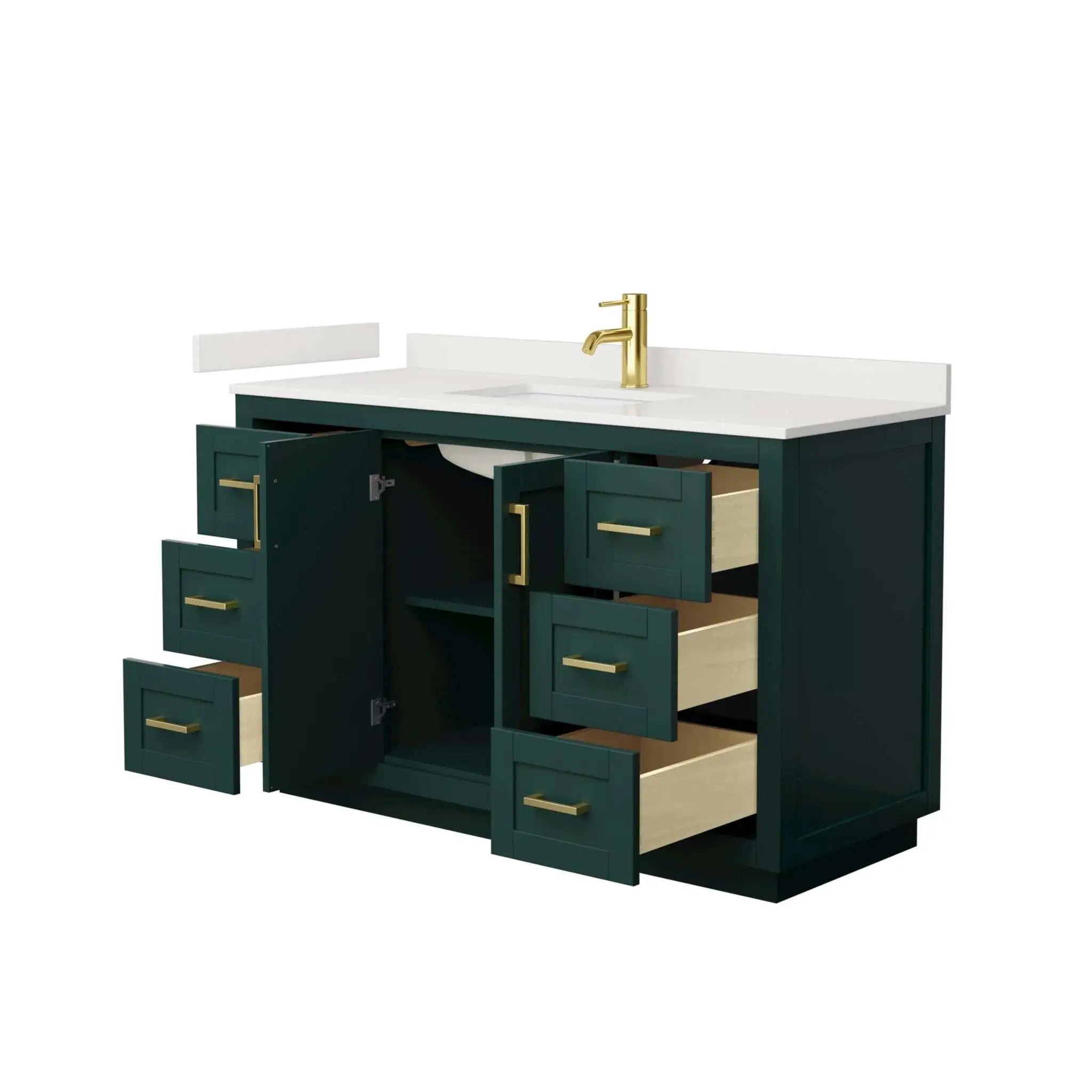 54" Miranda Single Bathroom Vanity in Green with Brushed Gold Trim by Wyndham