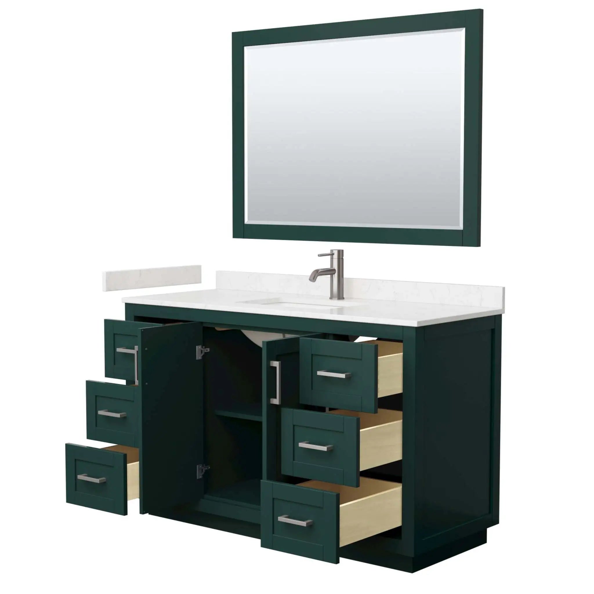 54" Miranda Single Bathroom Vanity in Green with Brushed Nickel Trim & 46" Mirror by Wyndham