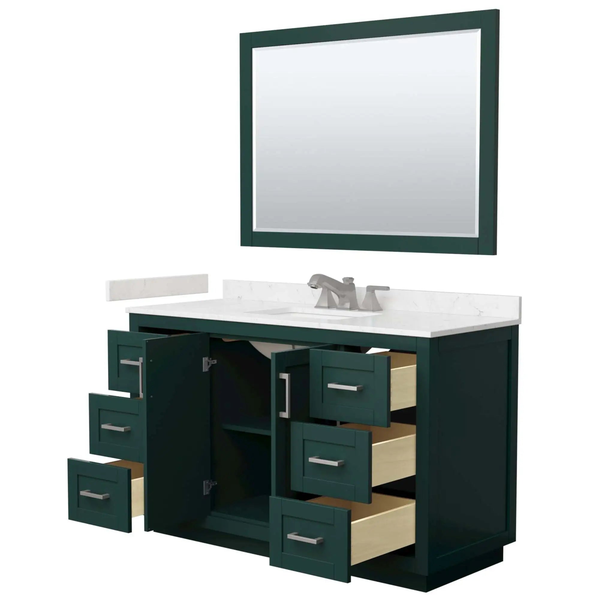 54" Miranda Single Bathroom Vanity in Green with Brushed Nickel Trim & 46" Mirror by Wyndham