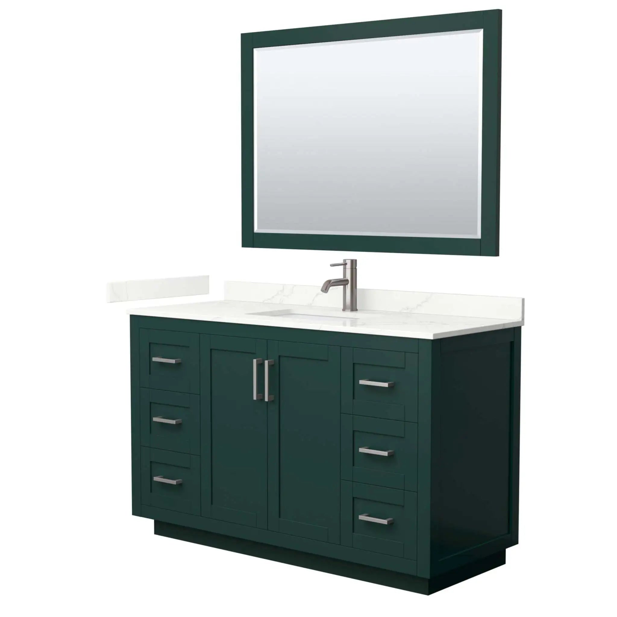 54" Miranda Single Bathroom Vanity in Green with Brushed Nickel Trim & 46" Mirror by Wyndham