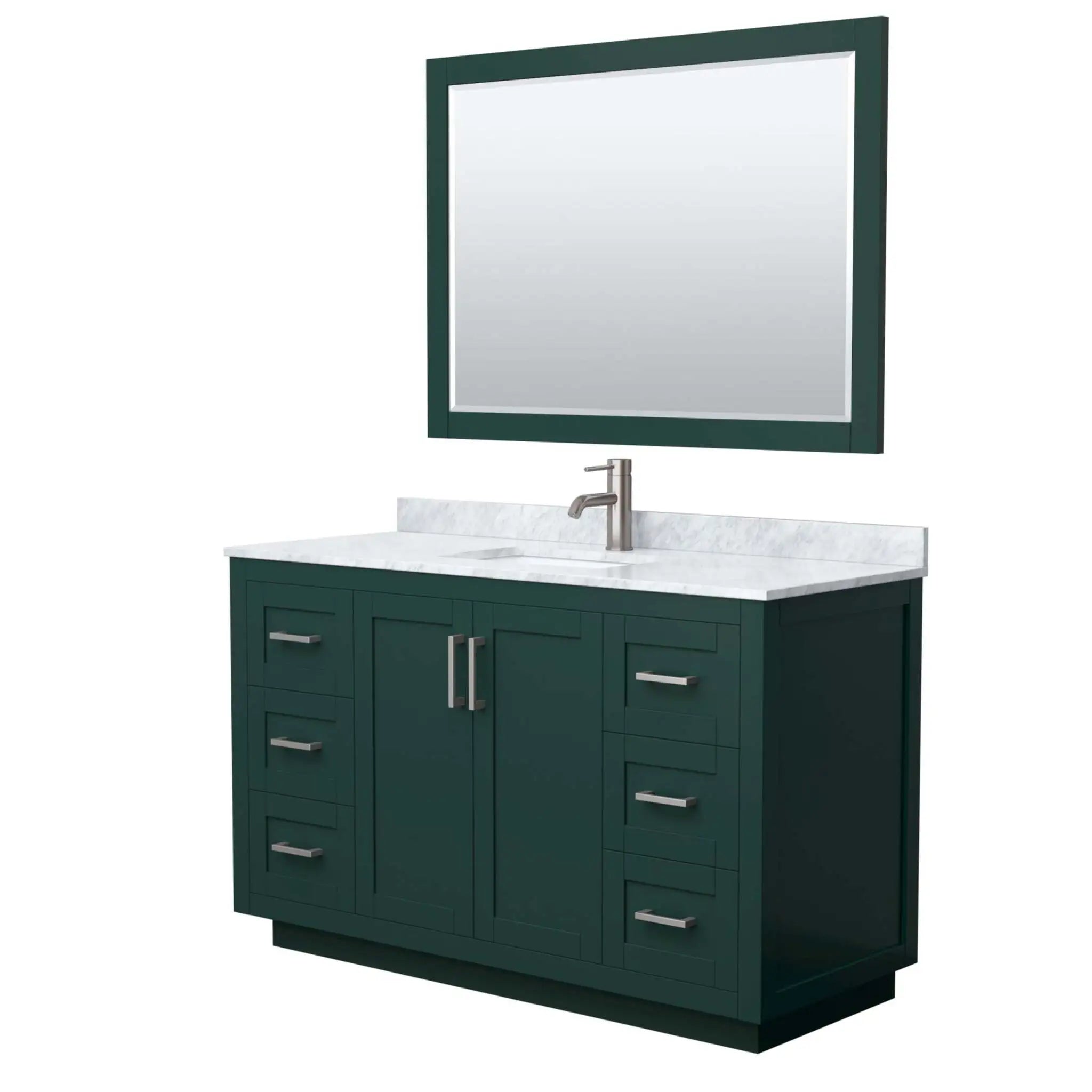 54" Miranda Single Bathroom Vanity in Green with Brushed Nickel Trim & 46" Mirror by Wyndham