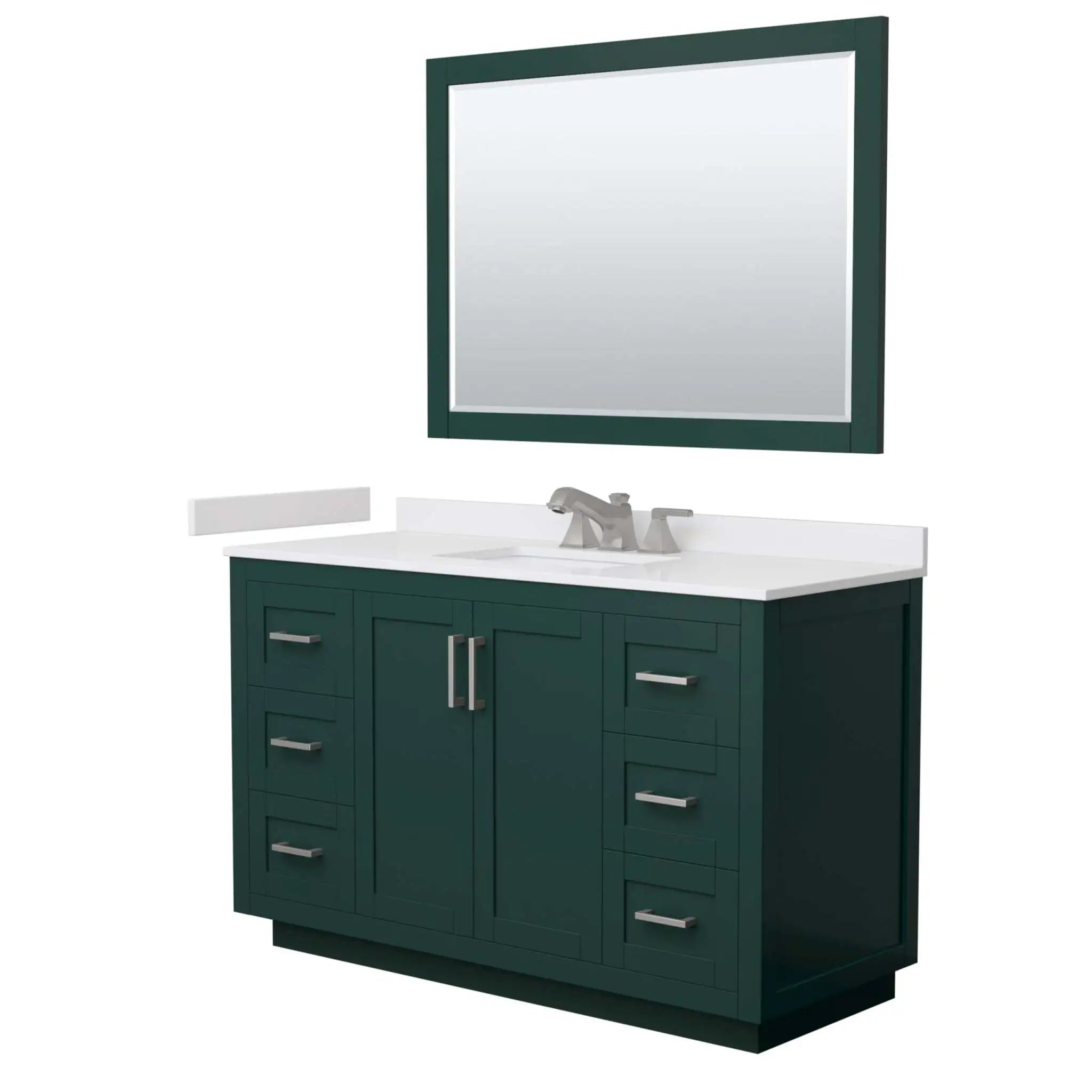 54" Miranda Single Bathroom Vanity in Green with Brushed Nickel Trim & 46" Mirror by Wyndham