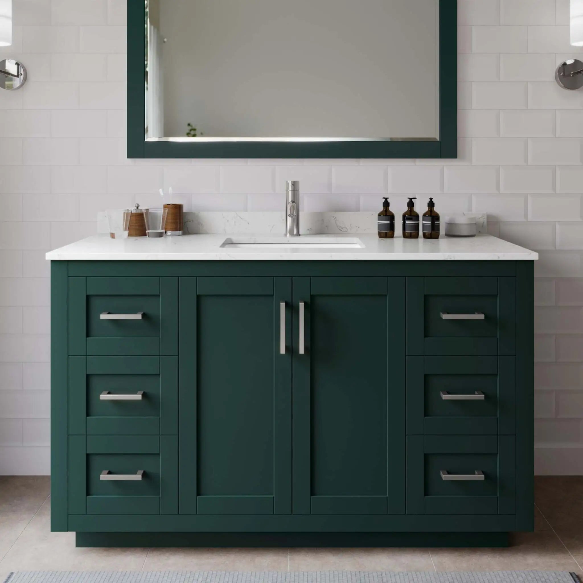 54" Miranda Single Bathroom Vanity in Green with Brushed Nickel Trim by Wyndham